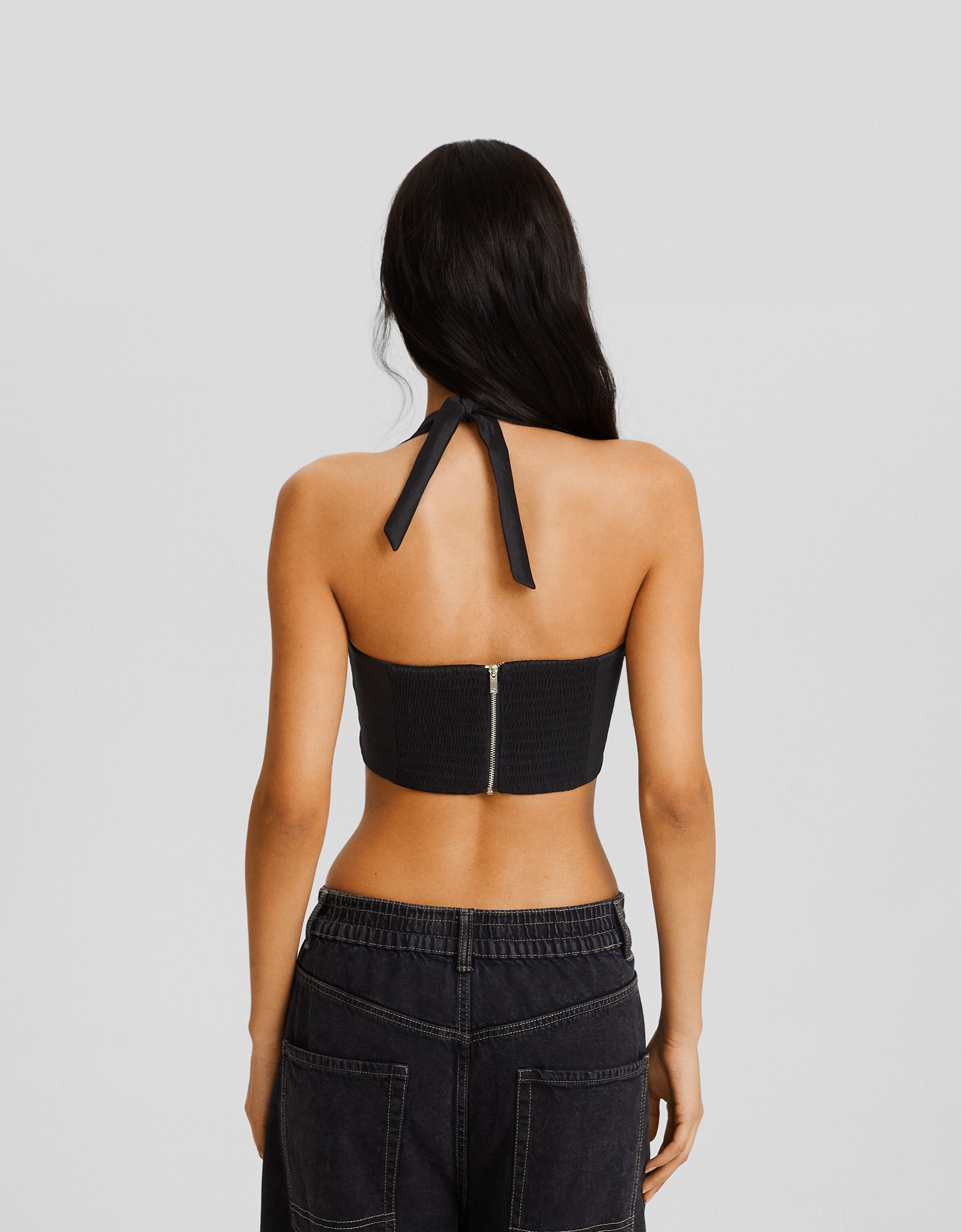 Top cropped tafeta plumeti