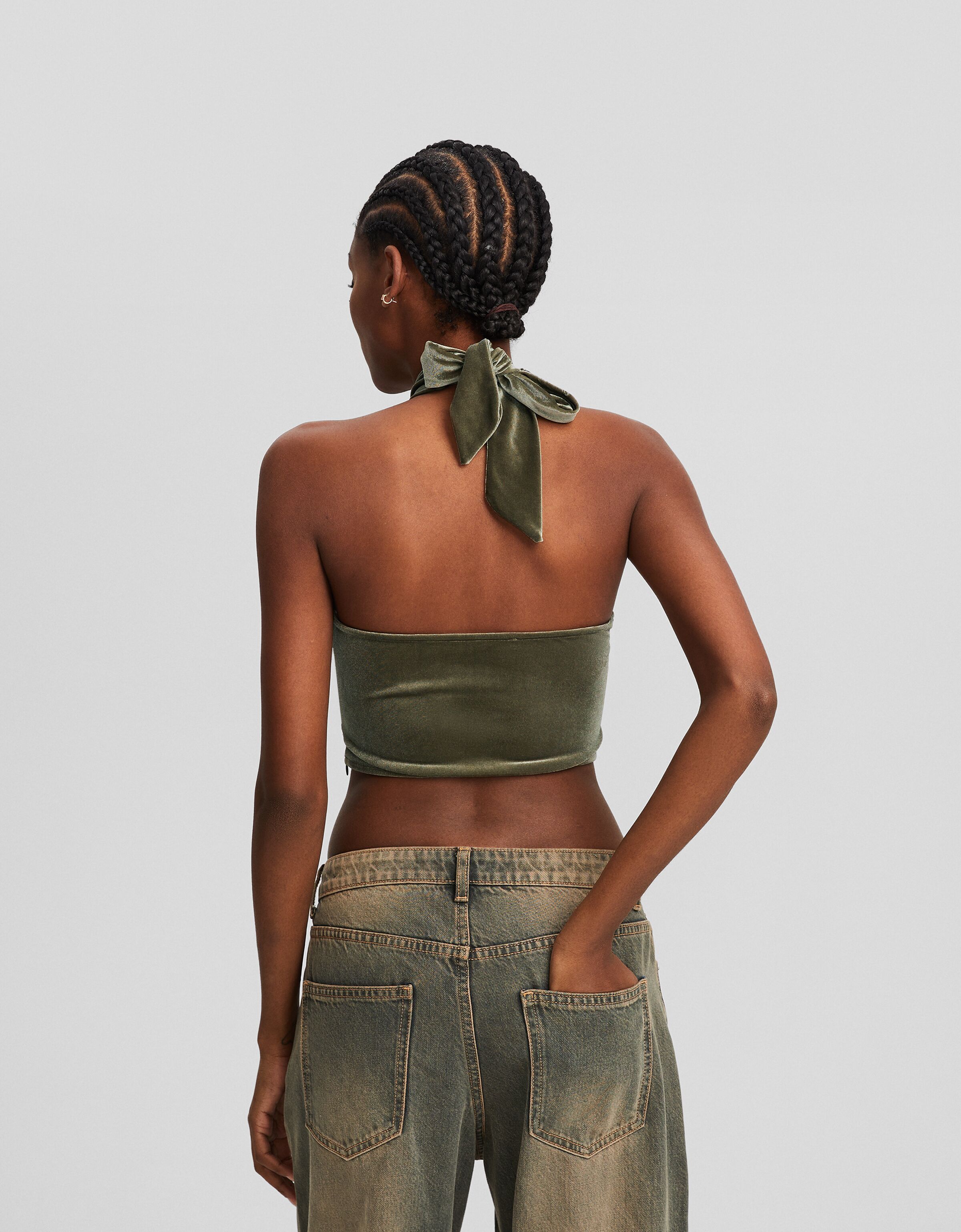 Top escote lazada terciopelo