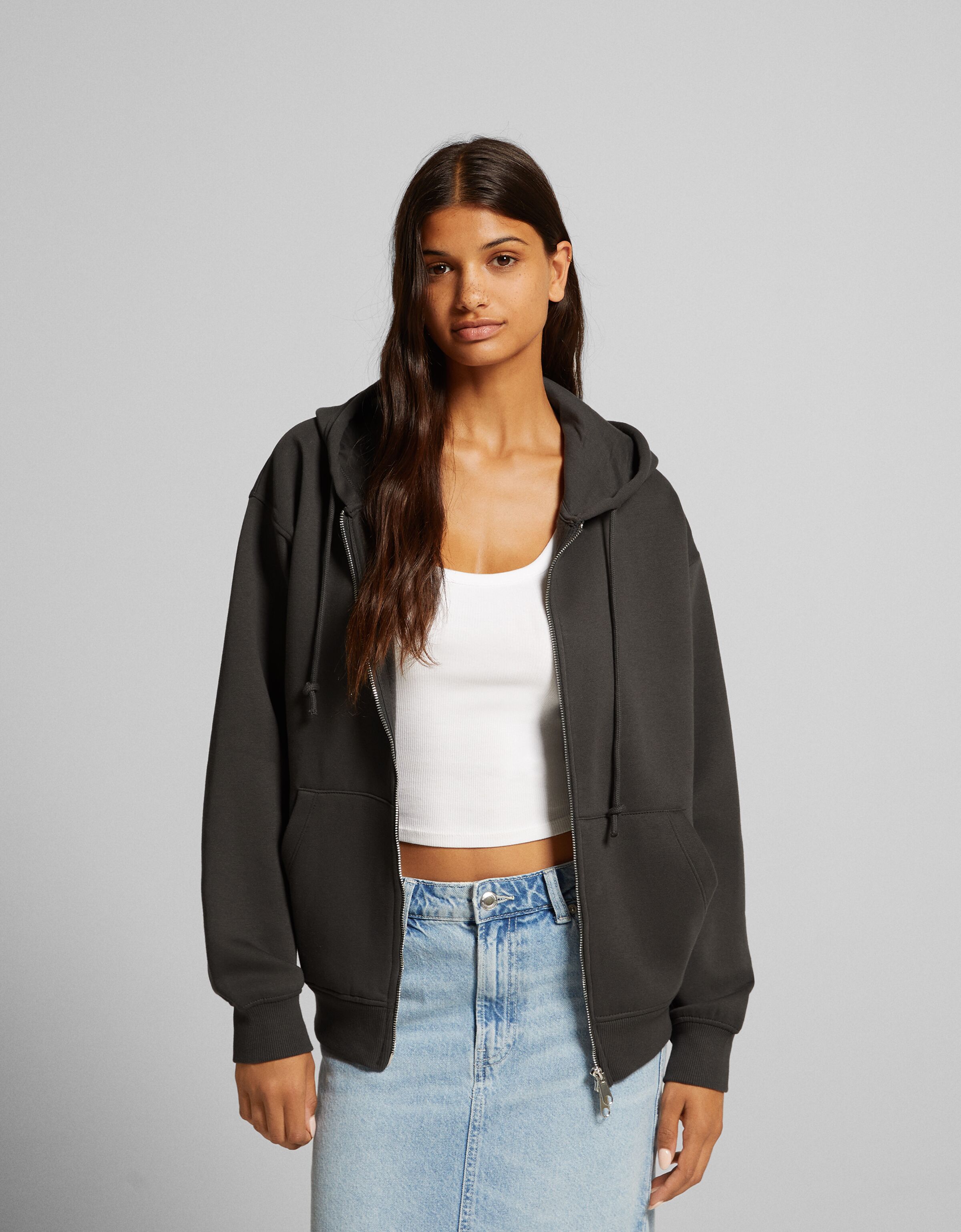 Sudadera cremallera capucha oversize
