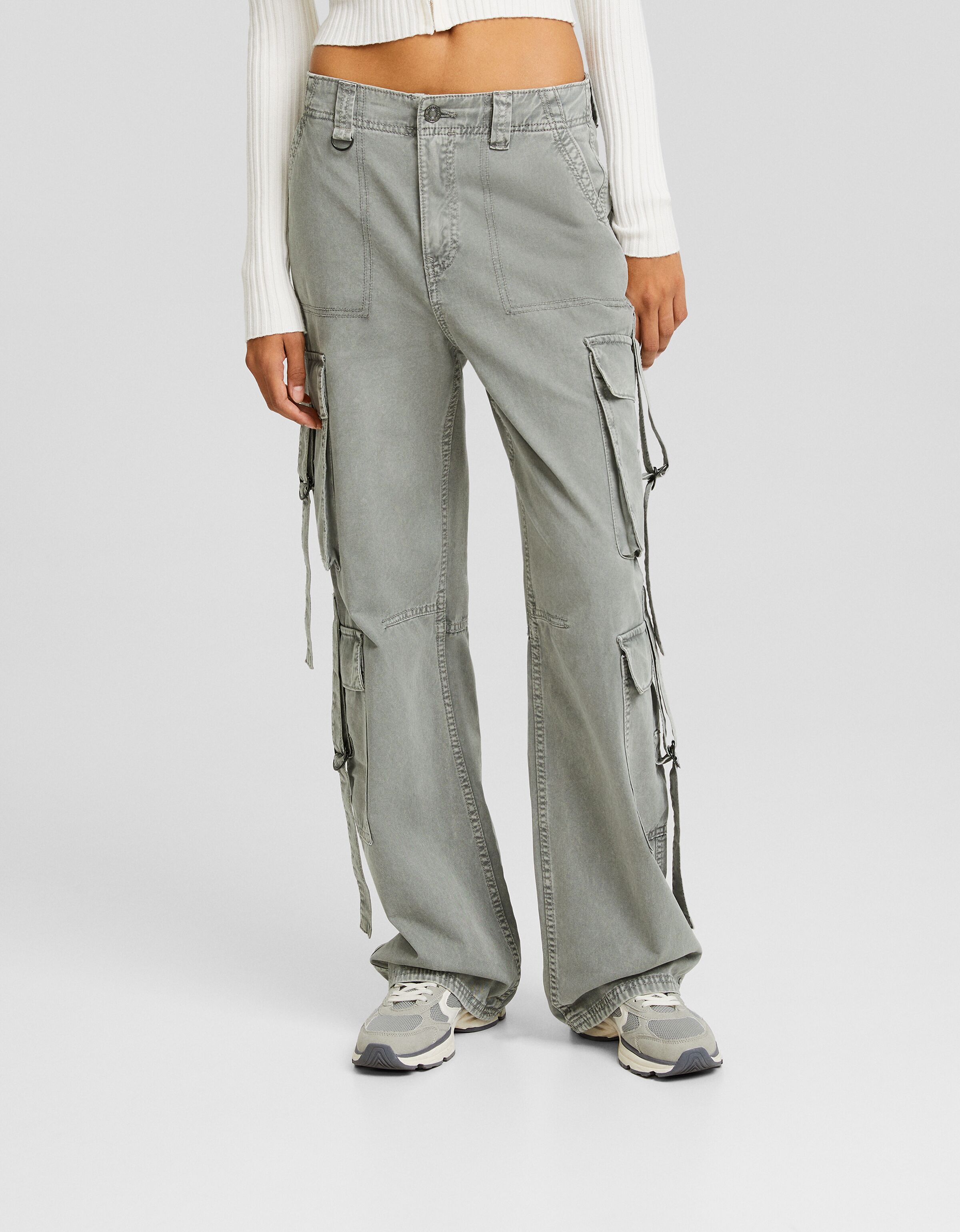 Pantalón cargo algodón tiras