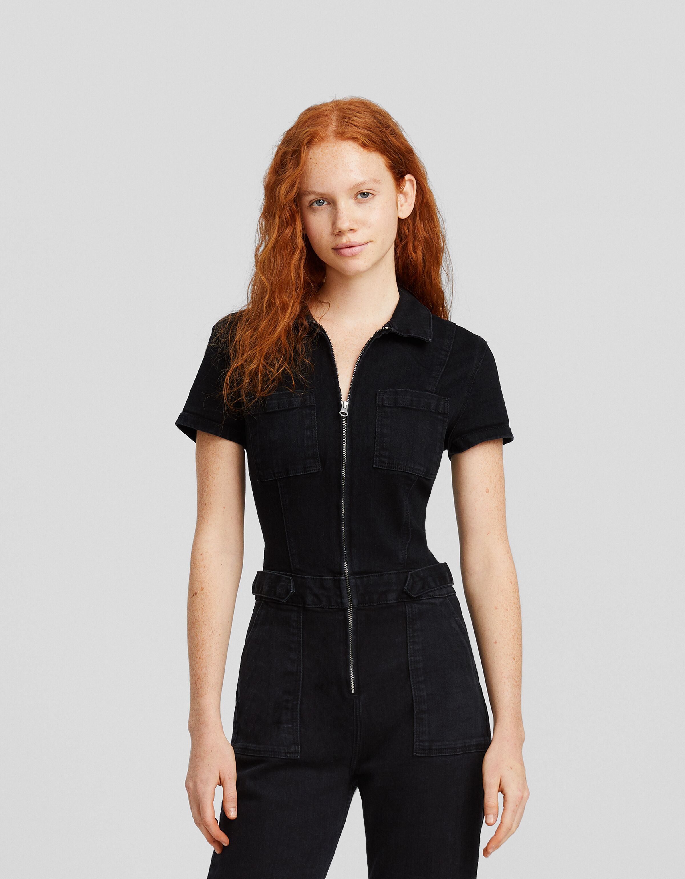 Mono denim largo manga corta