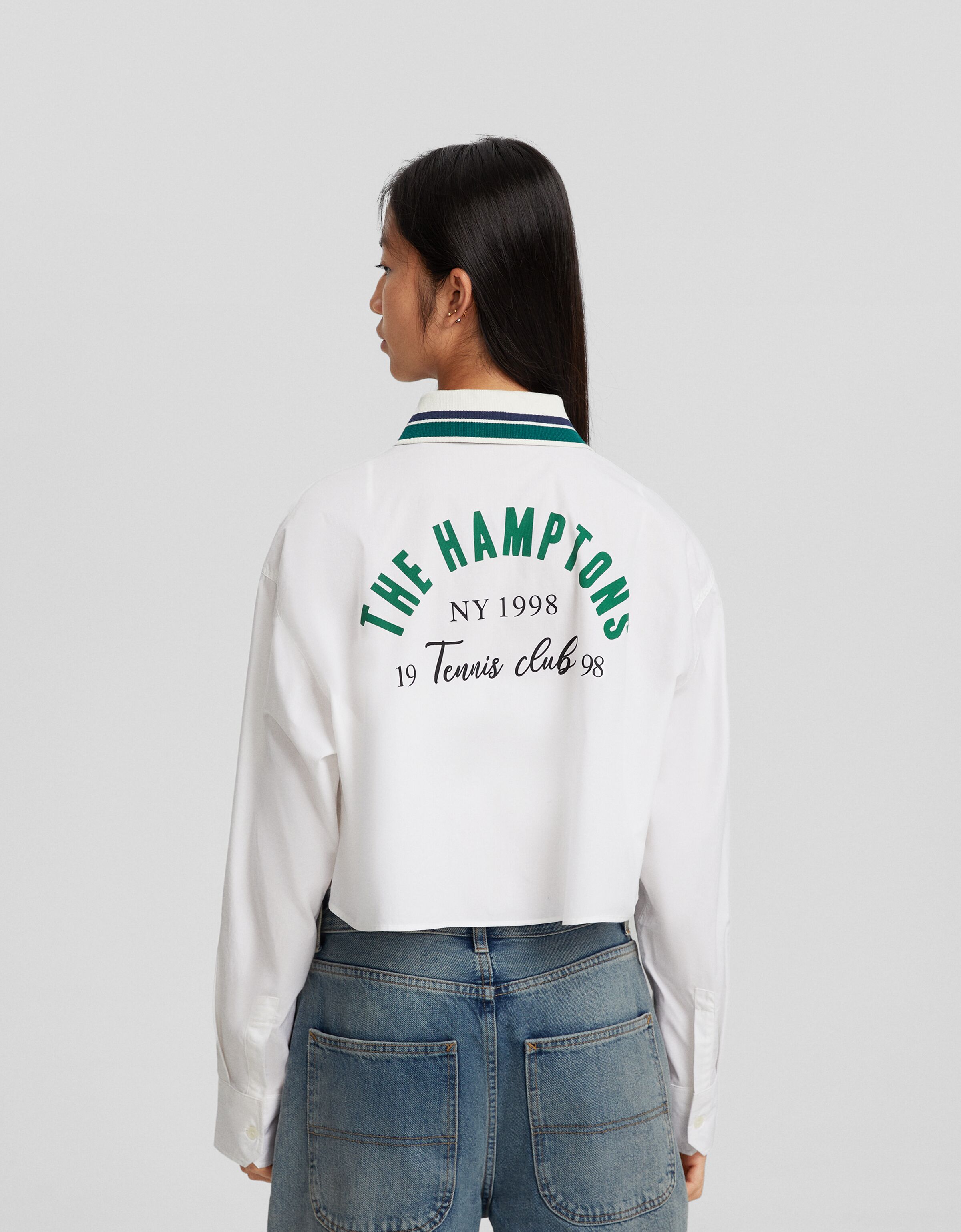 Camisa manga larga popelín bordado print