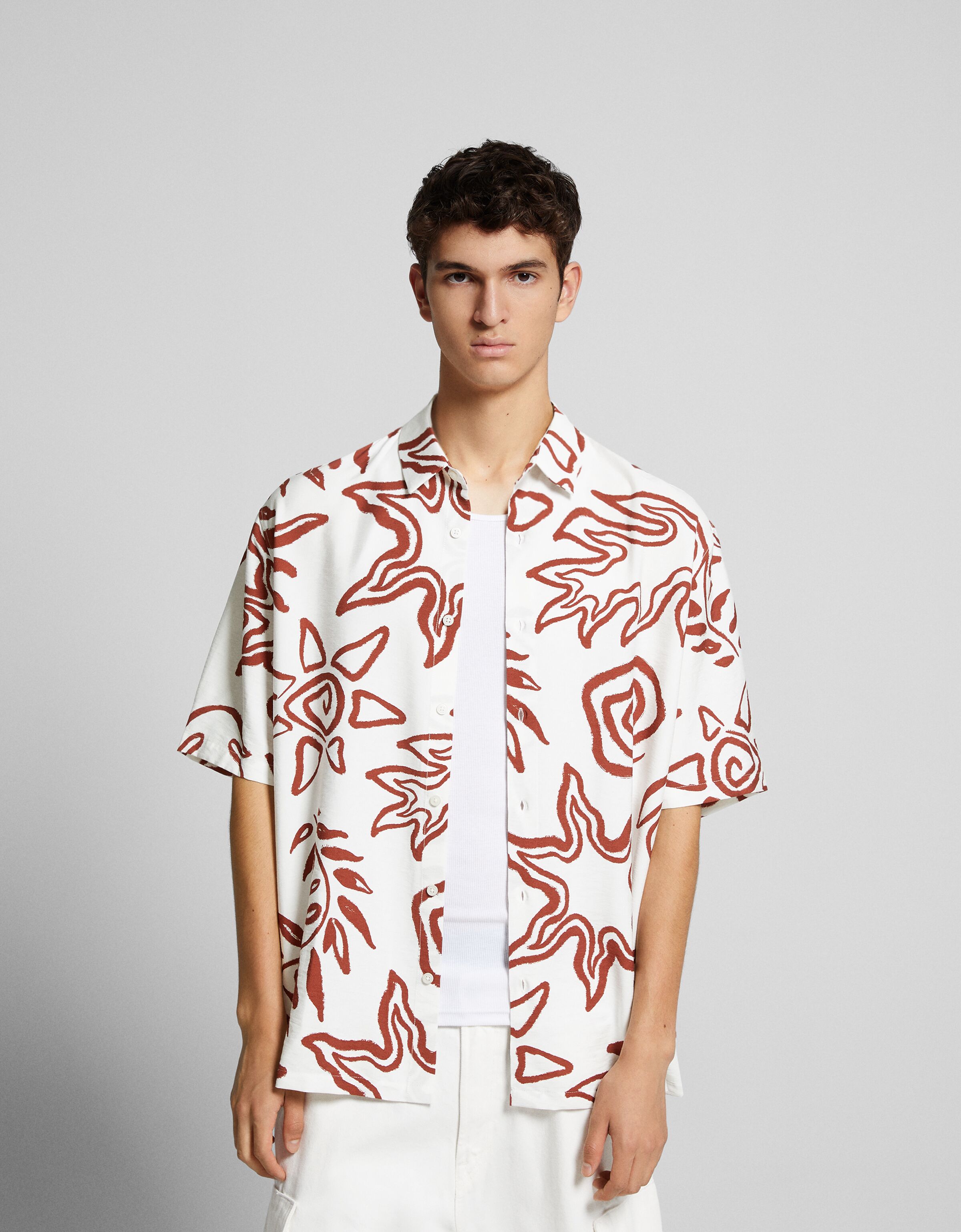 Camisa manga corta rústica print floral