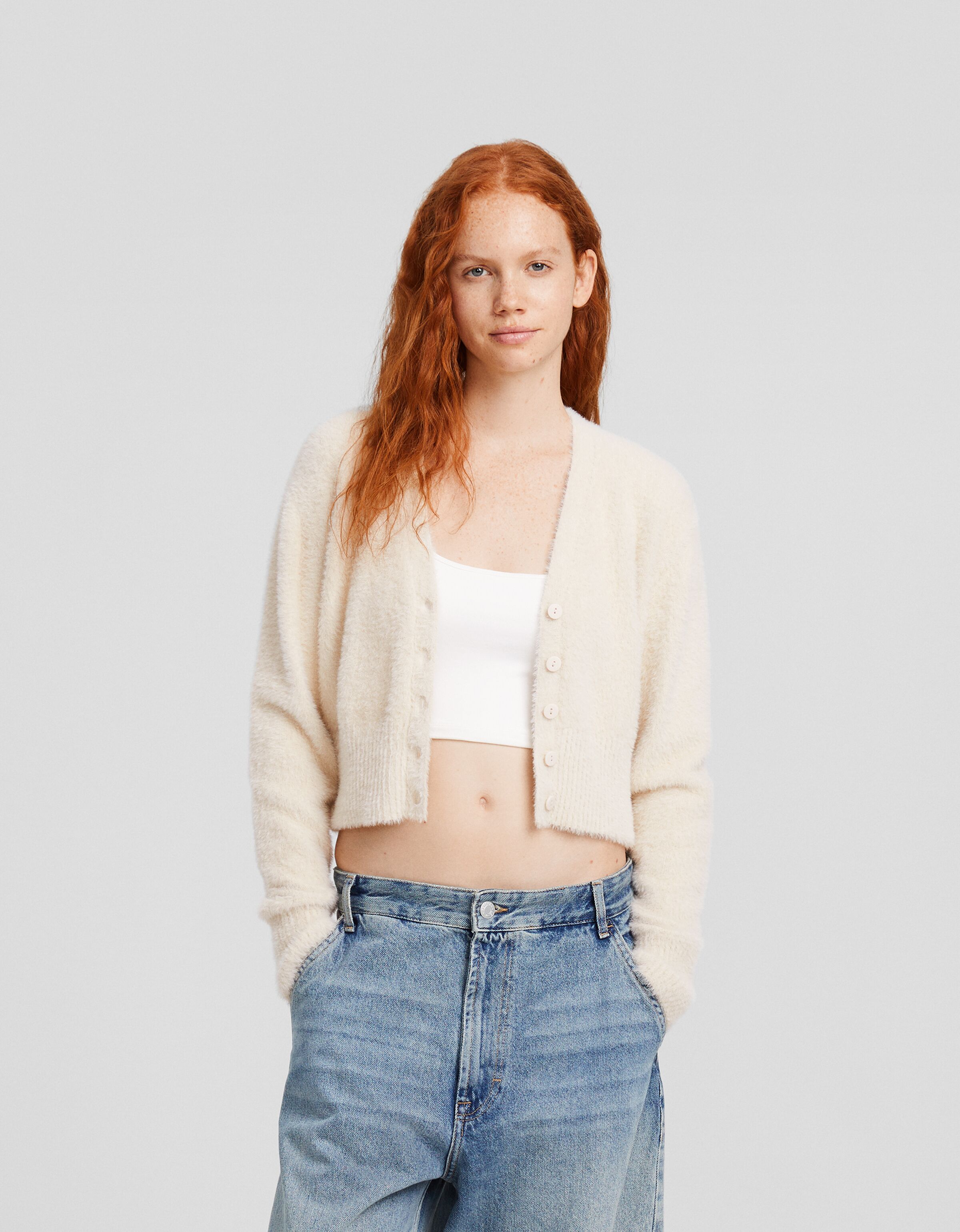 Cárdigan efecto pelo