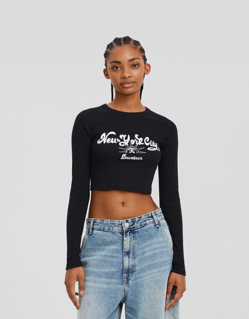 Camiseta manga larga rib print