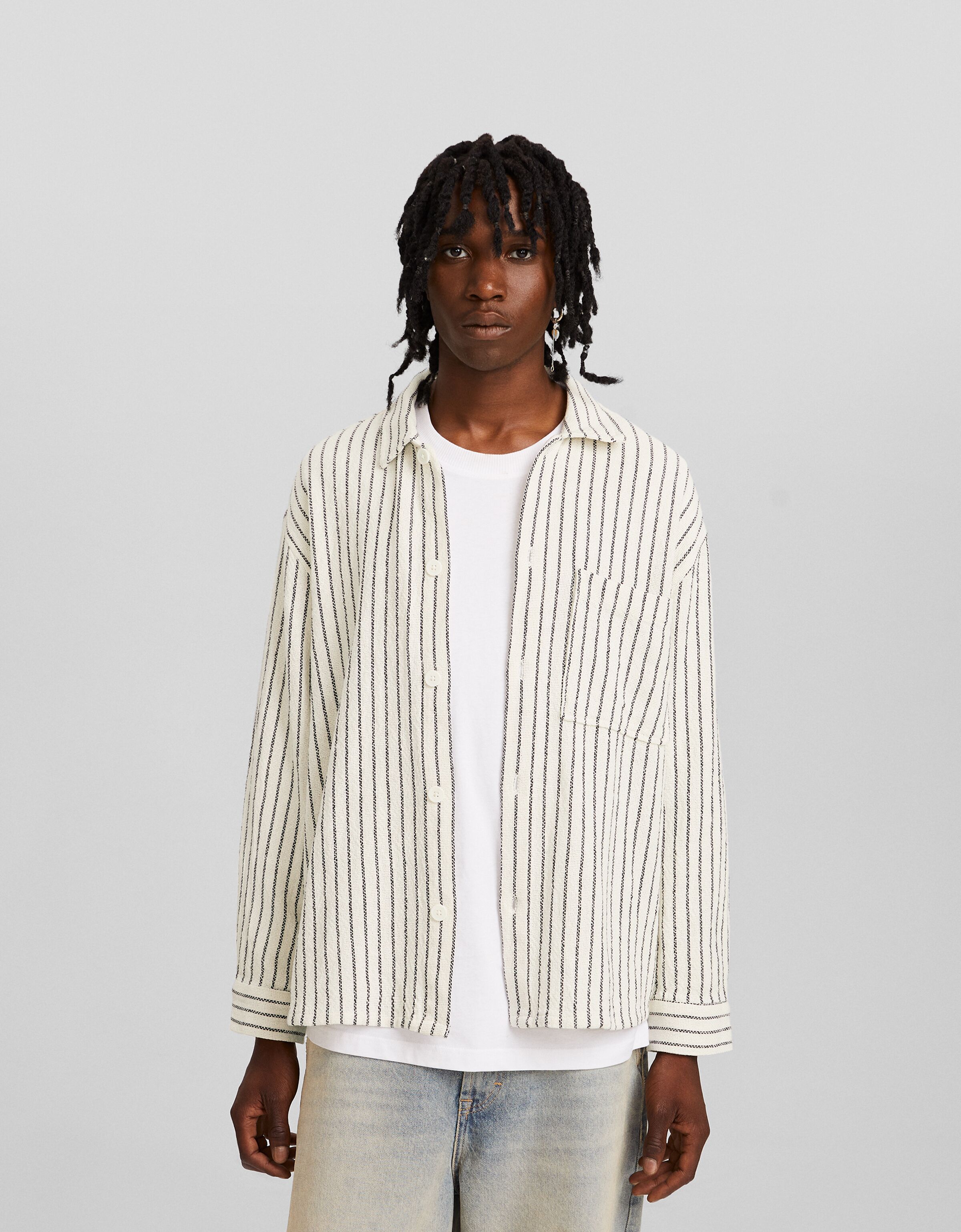 Sobrecamisa manga larga rústica rayas