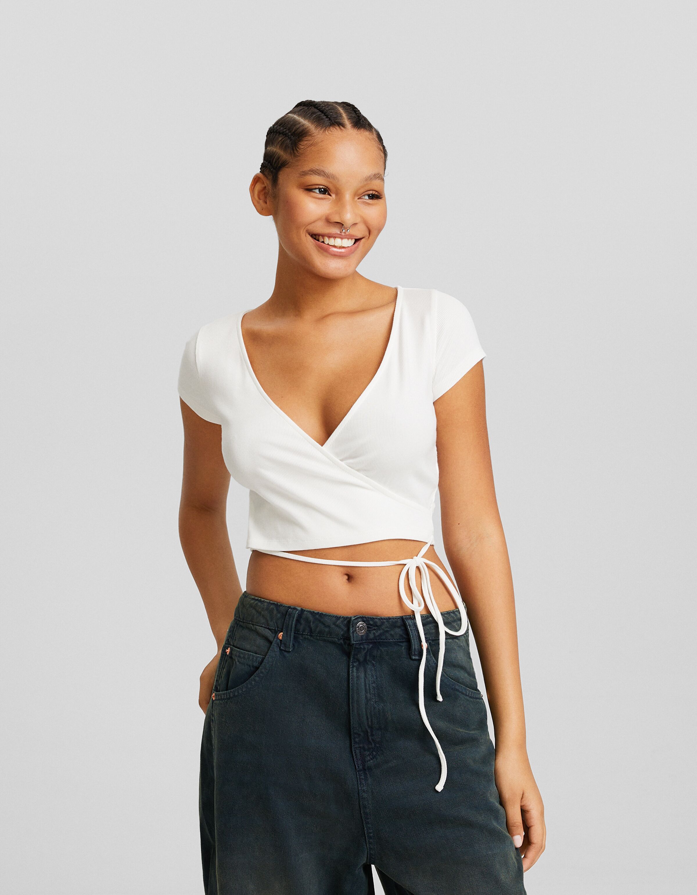 Camiseta manga corta bailarina rib