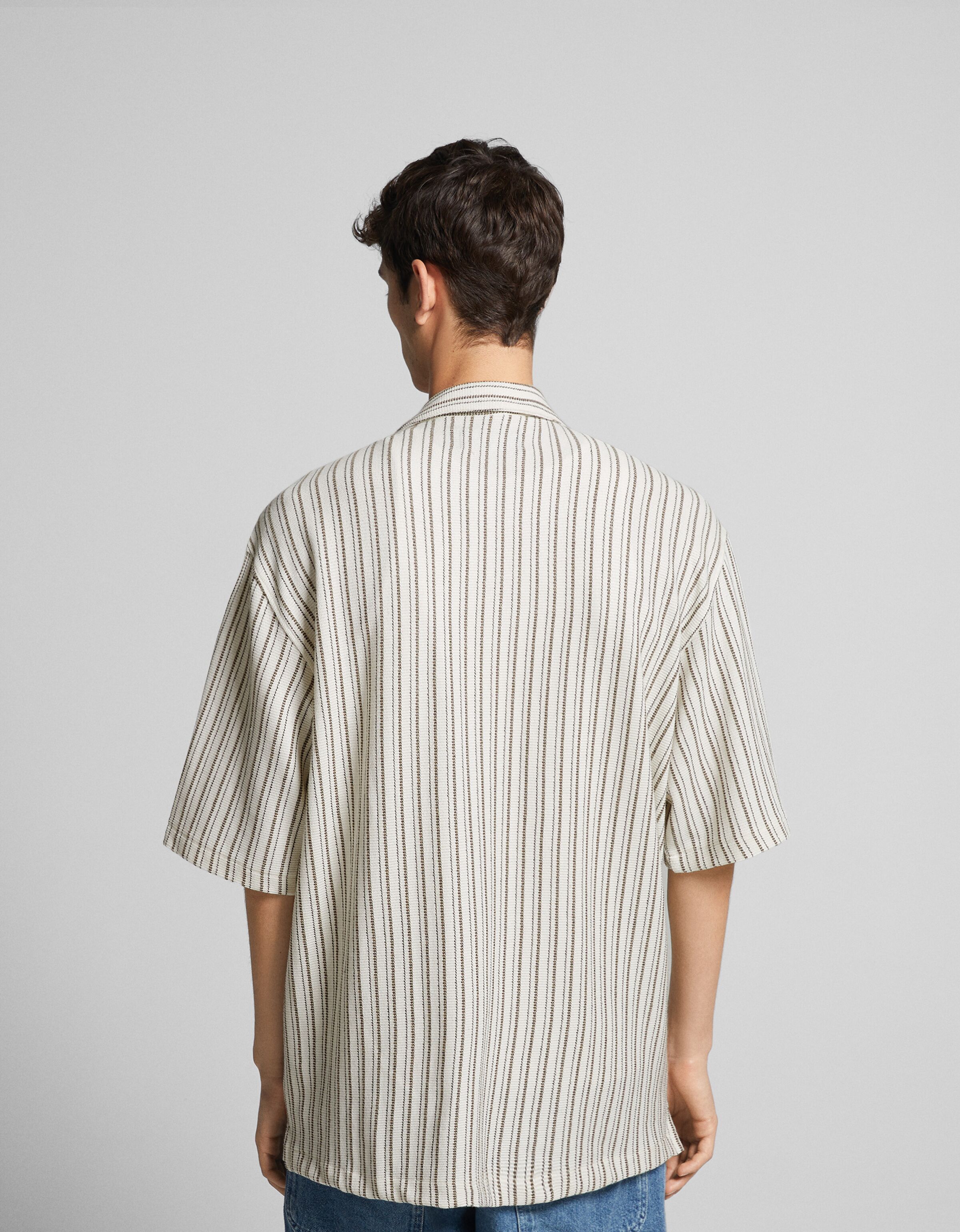 Camisa manga corta rústica rayas