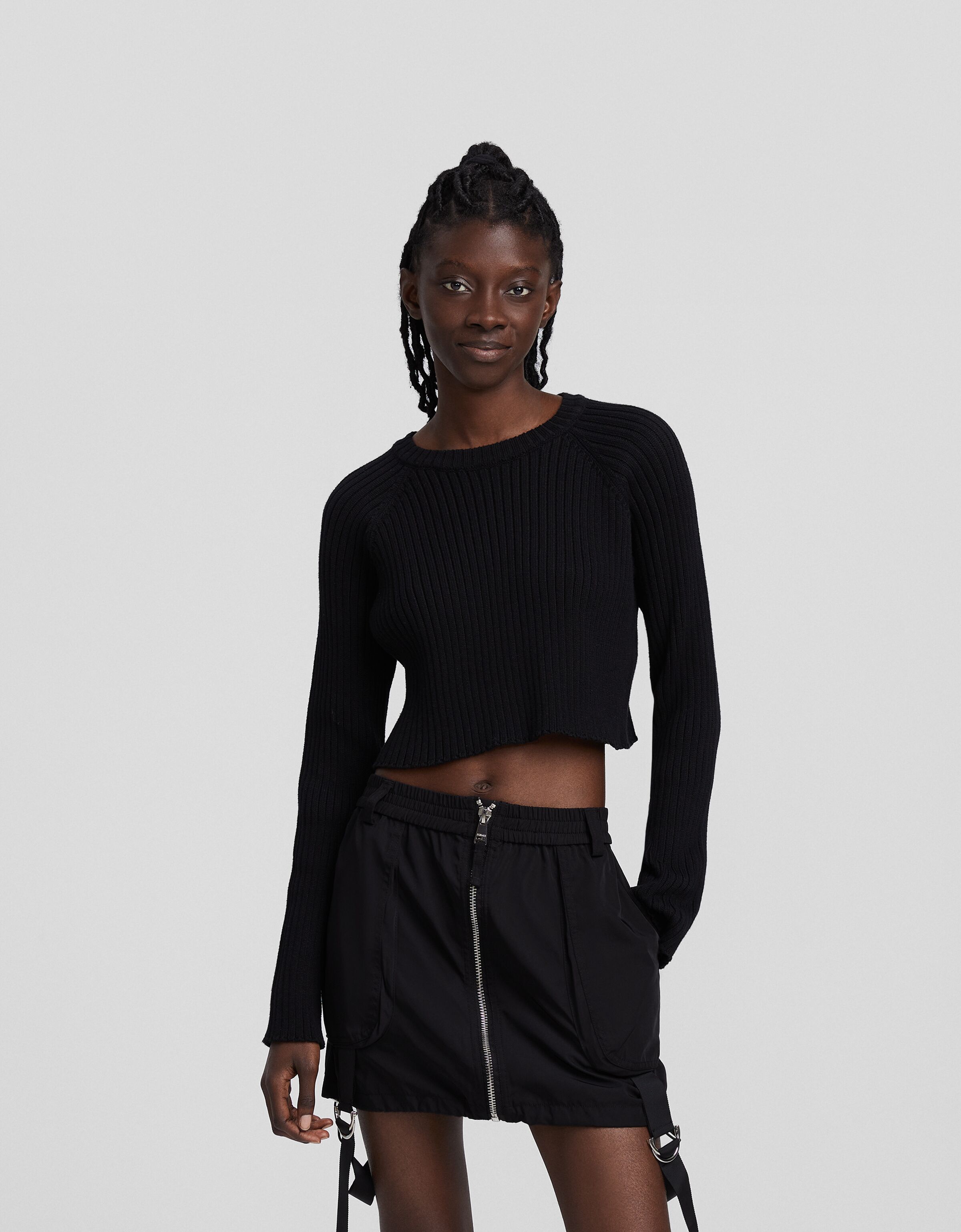 Falda mini técnica cremallera tiras