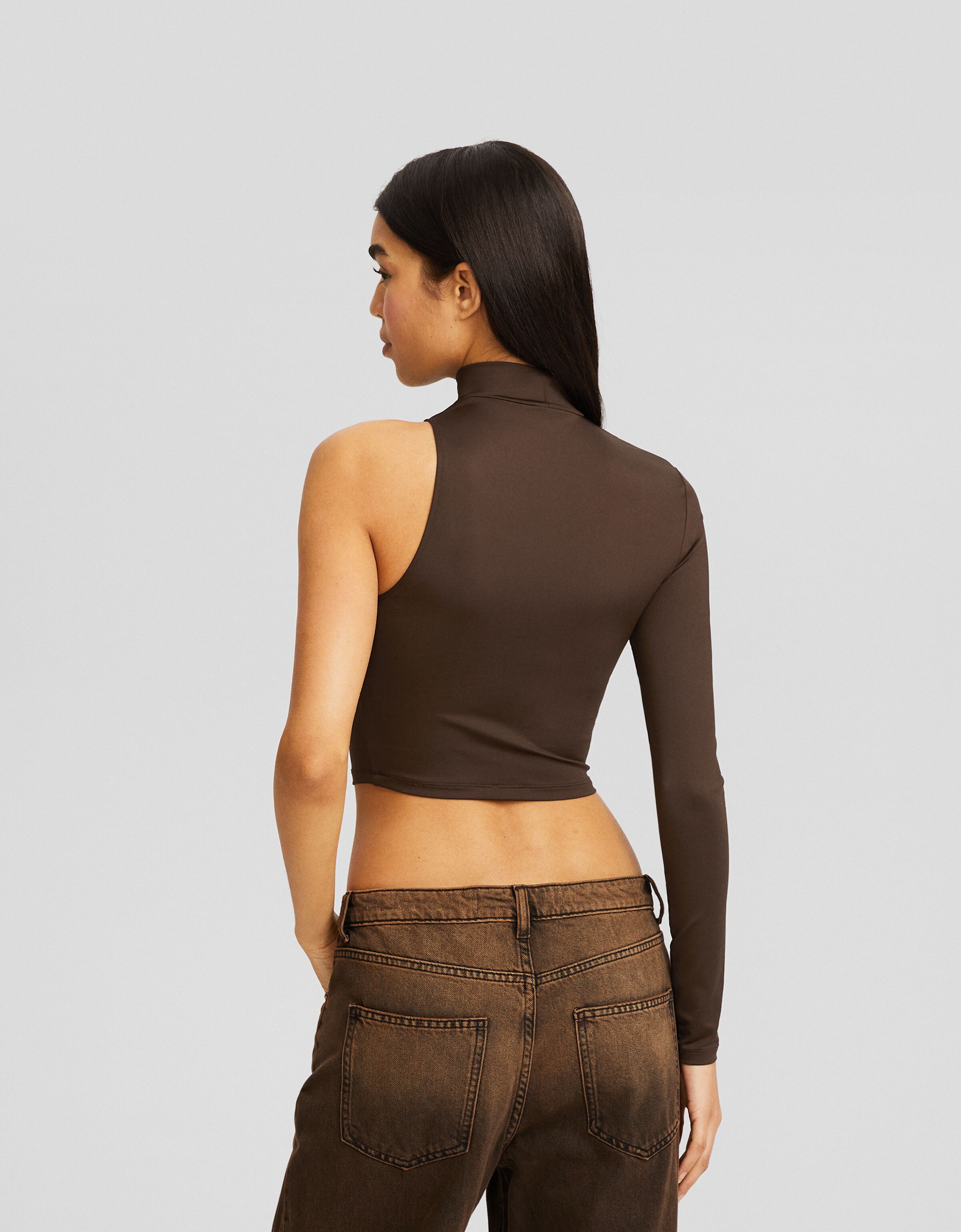 Camiseta manga larga asimétrica frunces