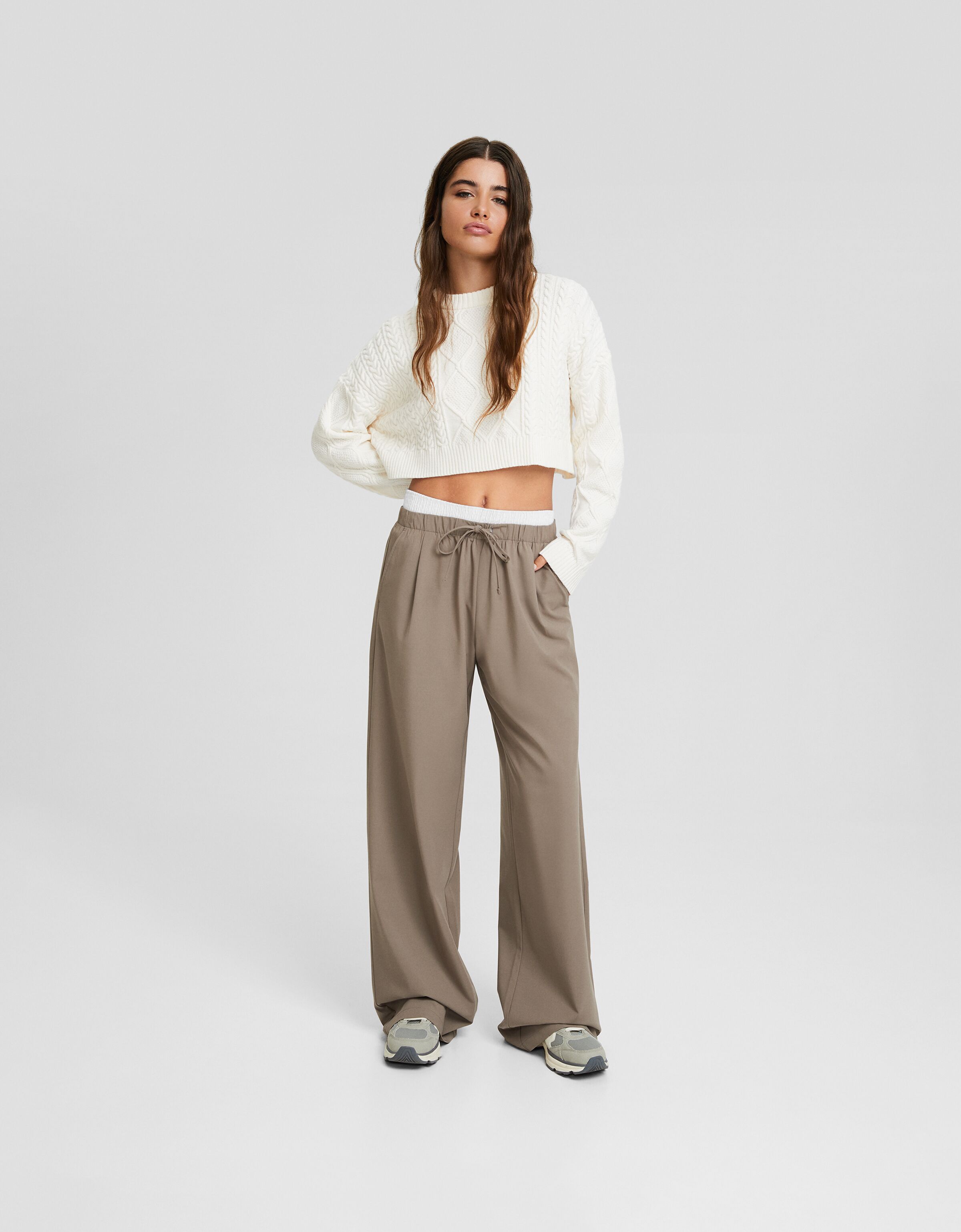 Pantalón wide leg tailoring cordón