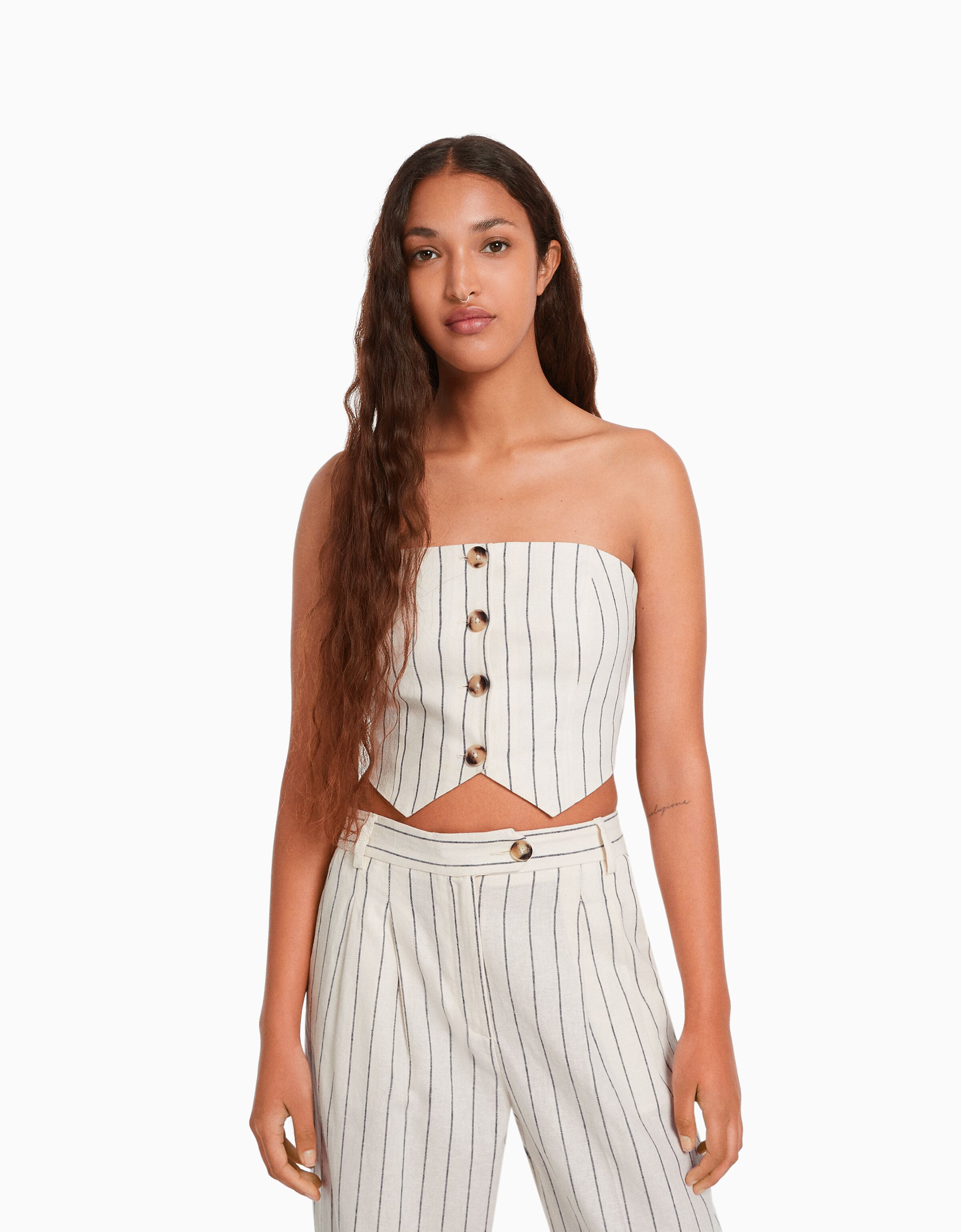 Top bustier con lino