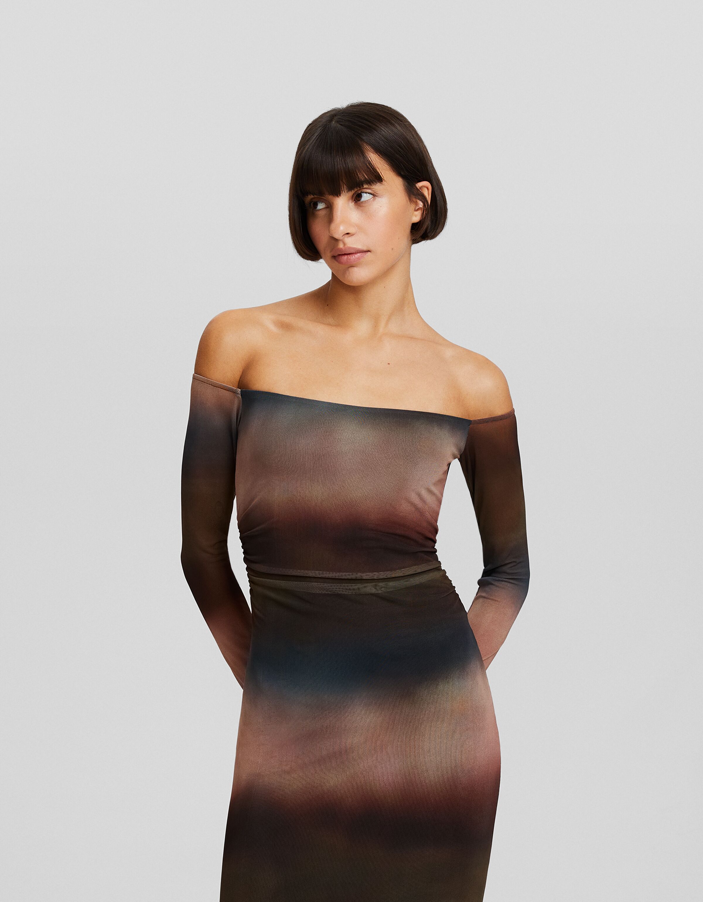 Vestido largo manga larga print tie dye