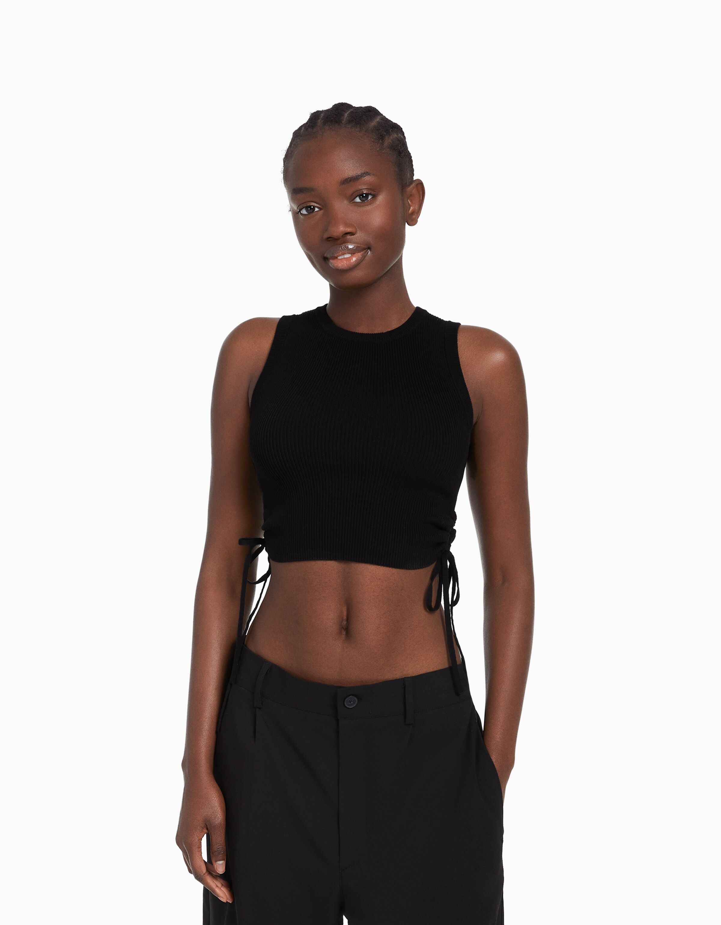 Top sin mangas punto frunce lazada