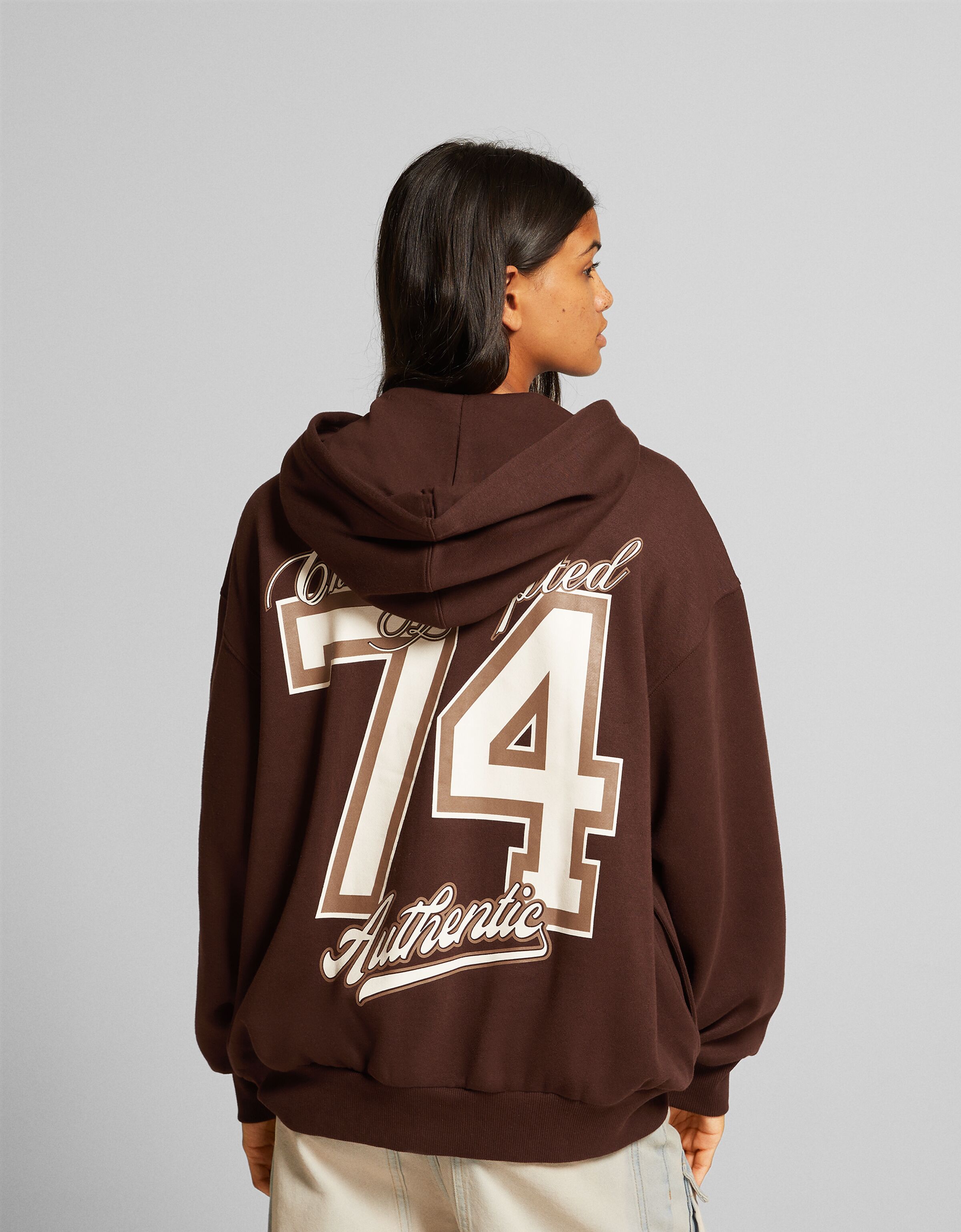 Sudadera cremallera capucha oversize print
