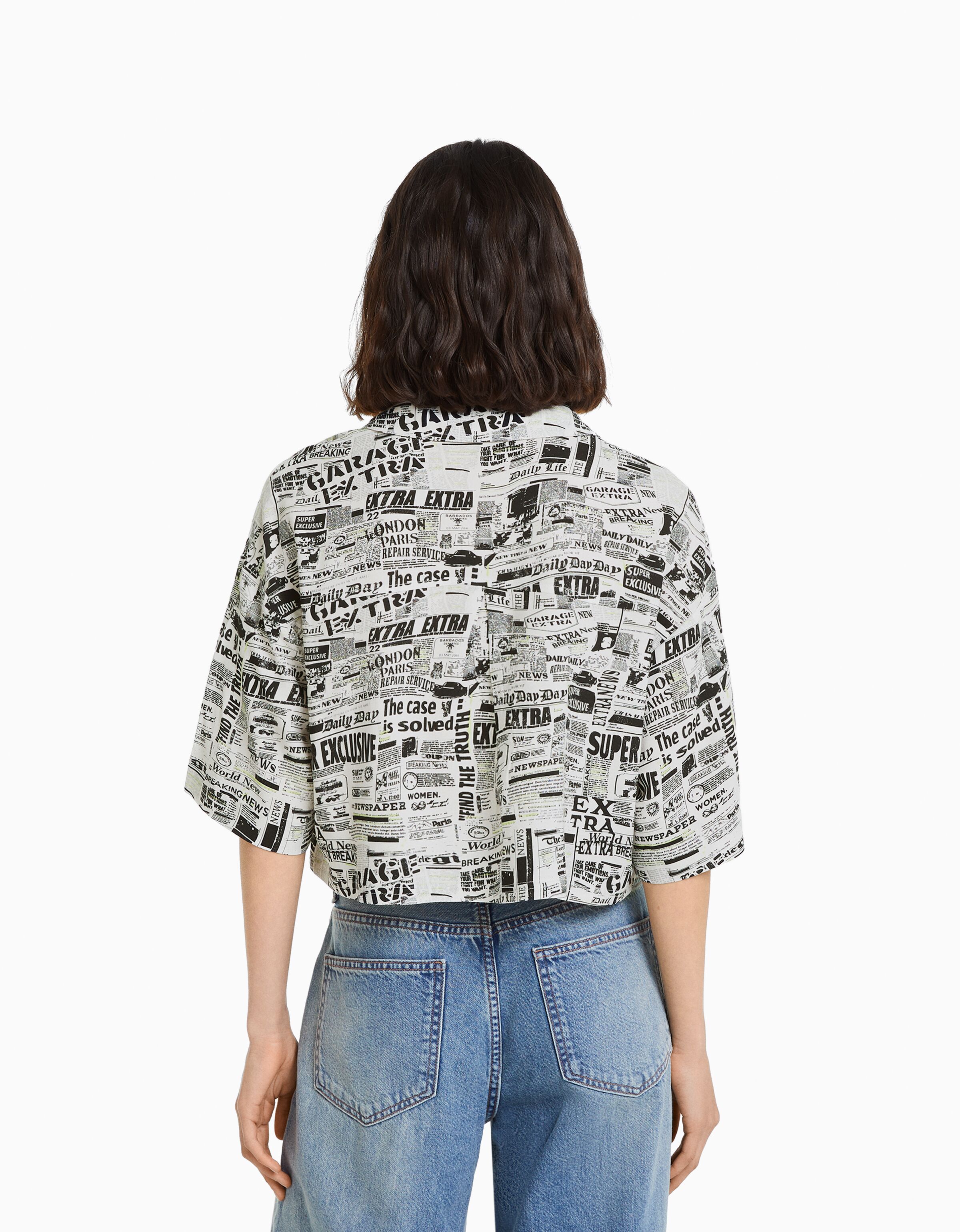 Camisa manga 3/4 cropped print