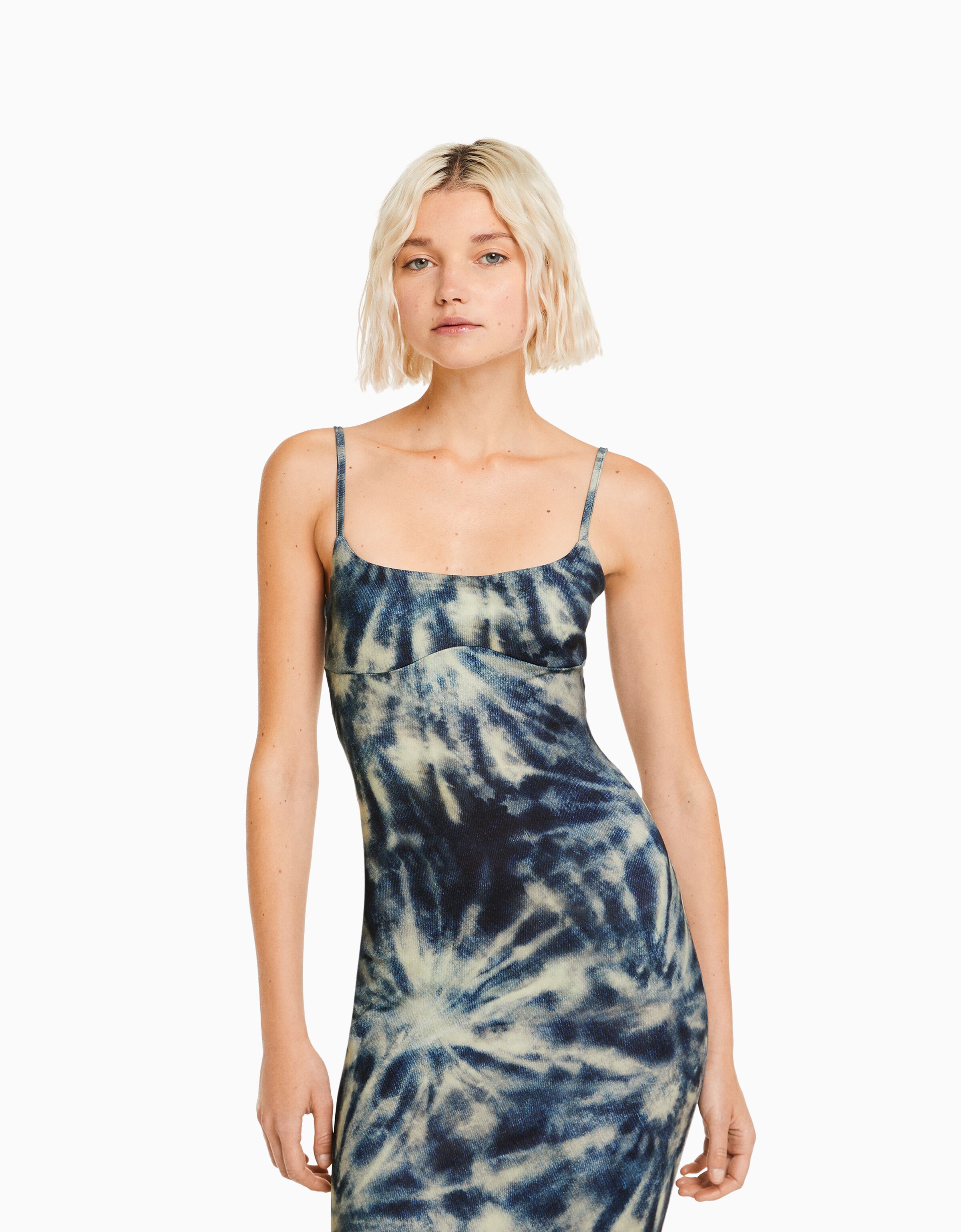Vestido largo tirantes efecto tie dye