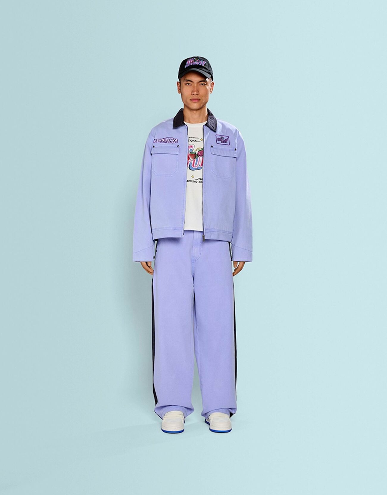 Pantalón SSSTUFFF X BERSHKA baggy banda bordado