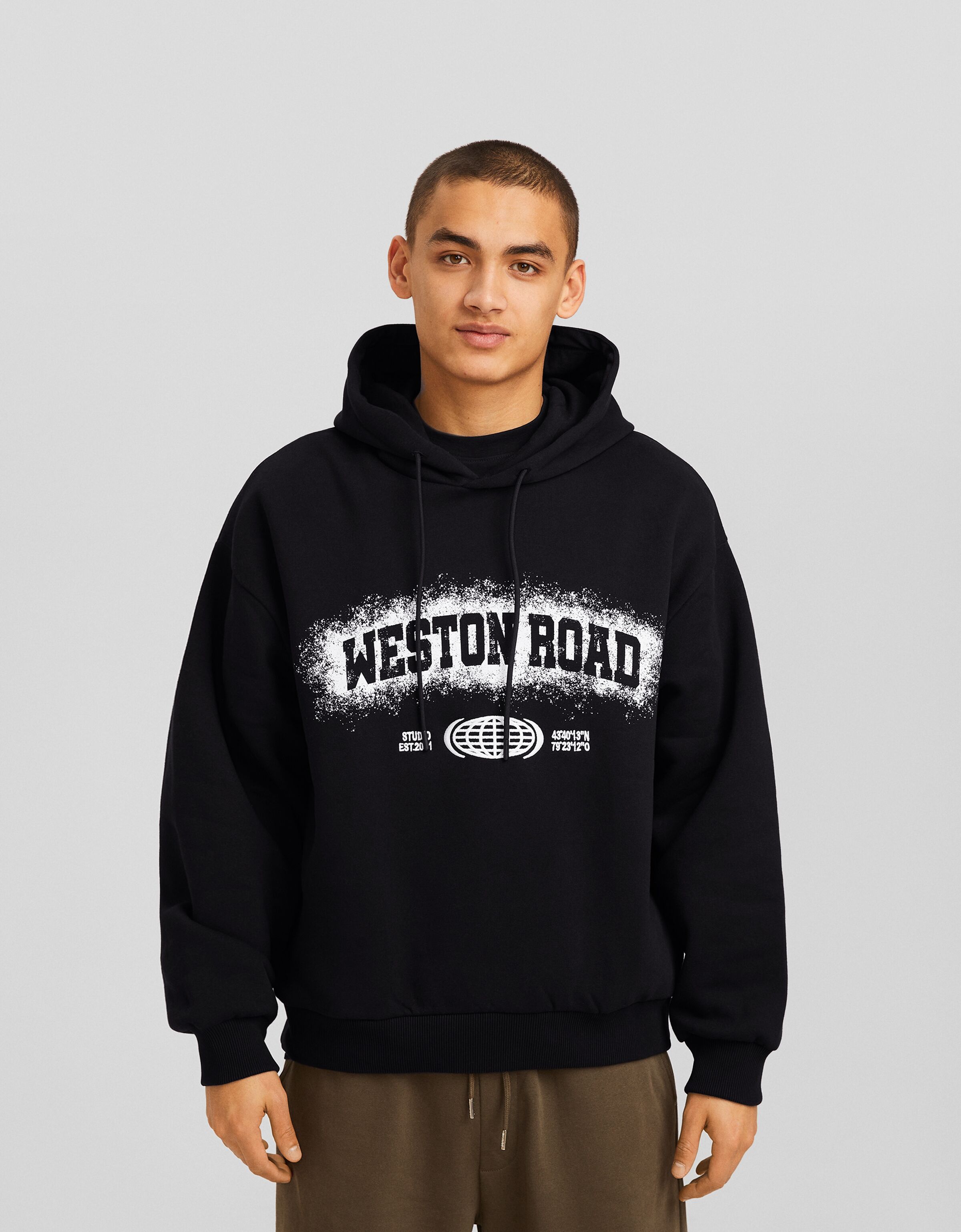 Sudadera capucha boxy fit print