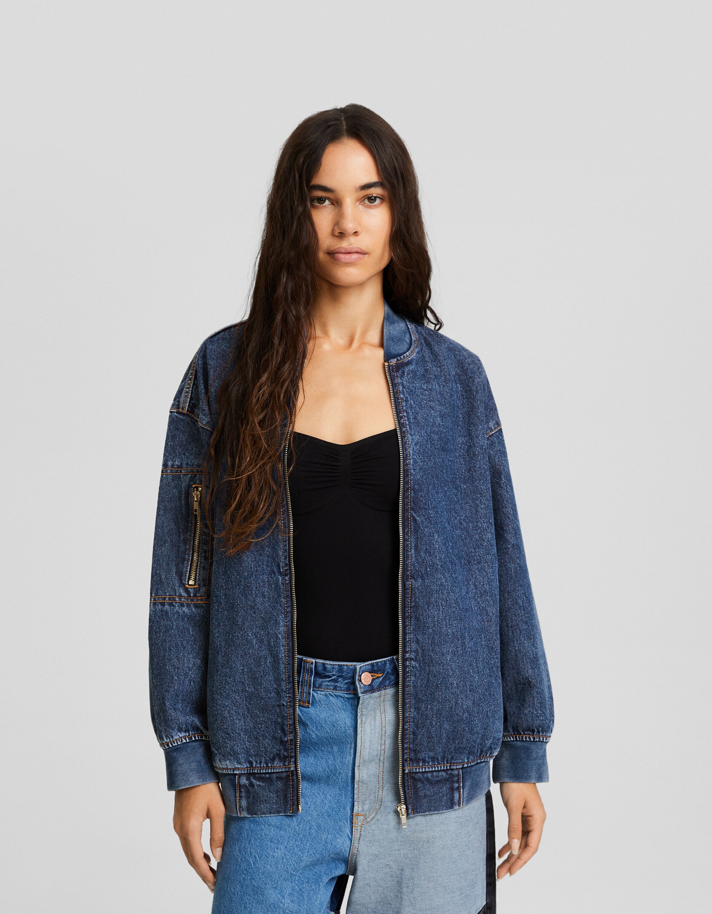 Cazadora denim bomber