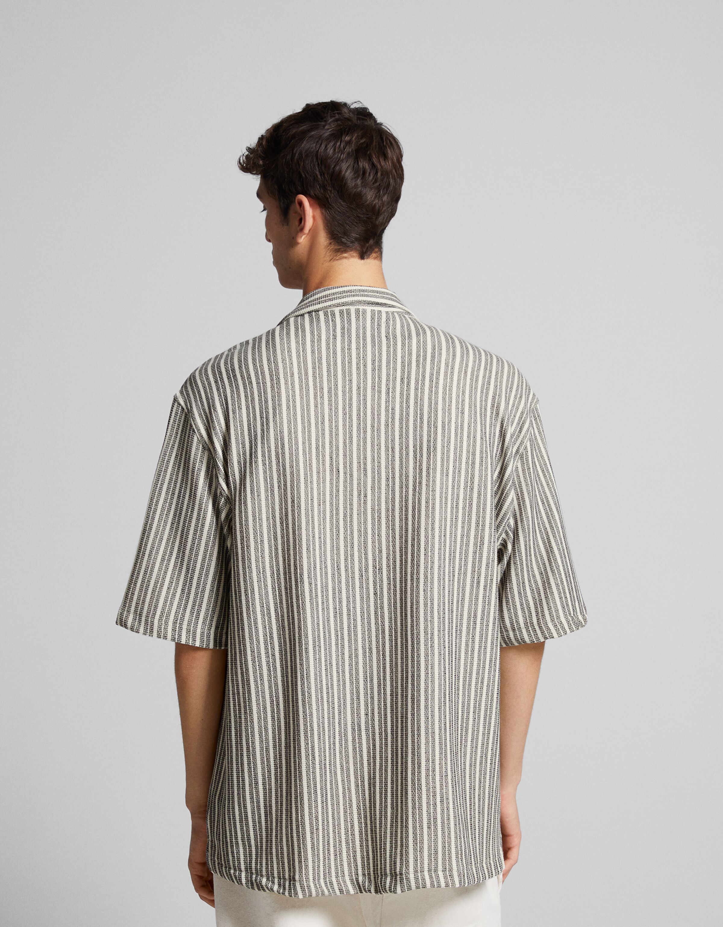 Camisa manga corta rústica rayas