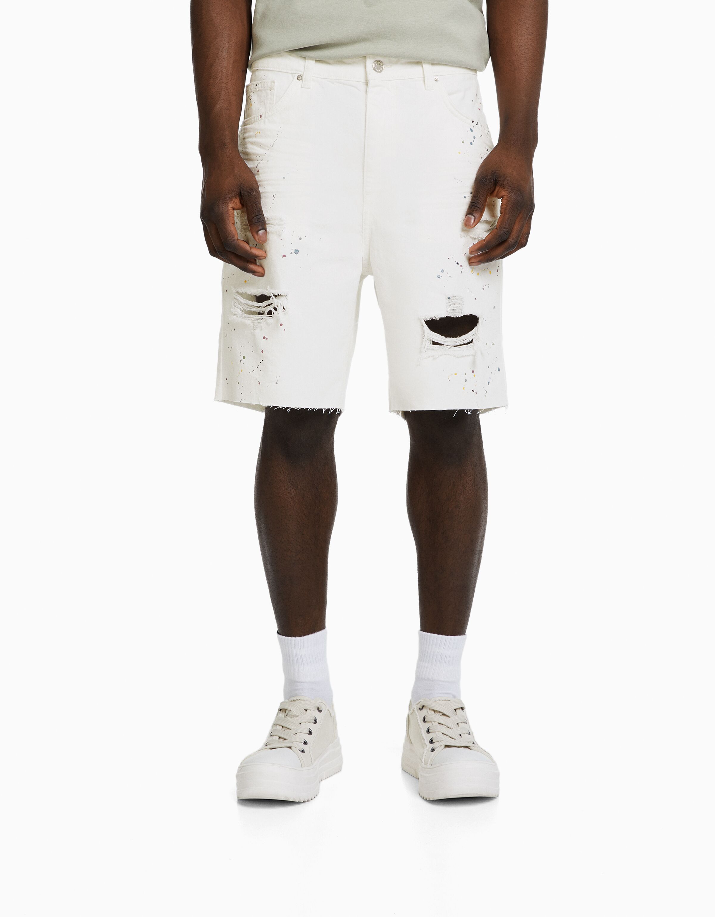 Bermuda denim rotos pintura