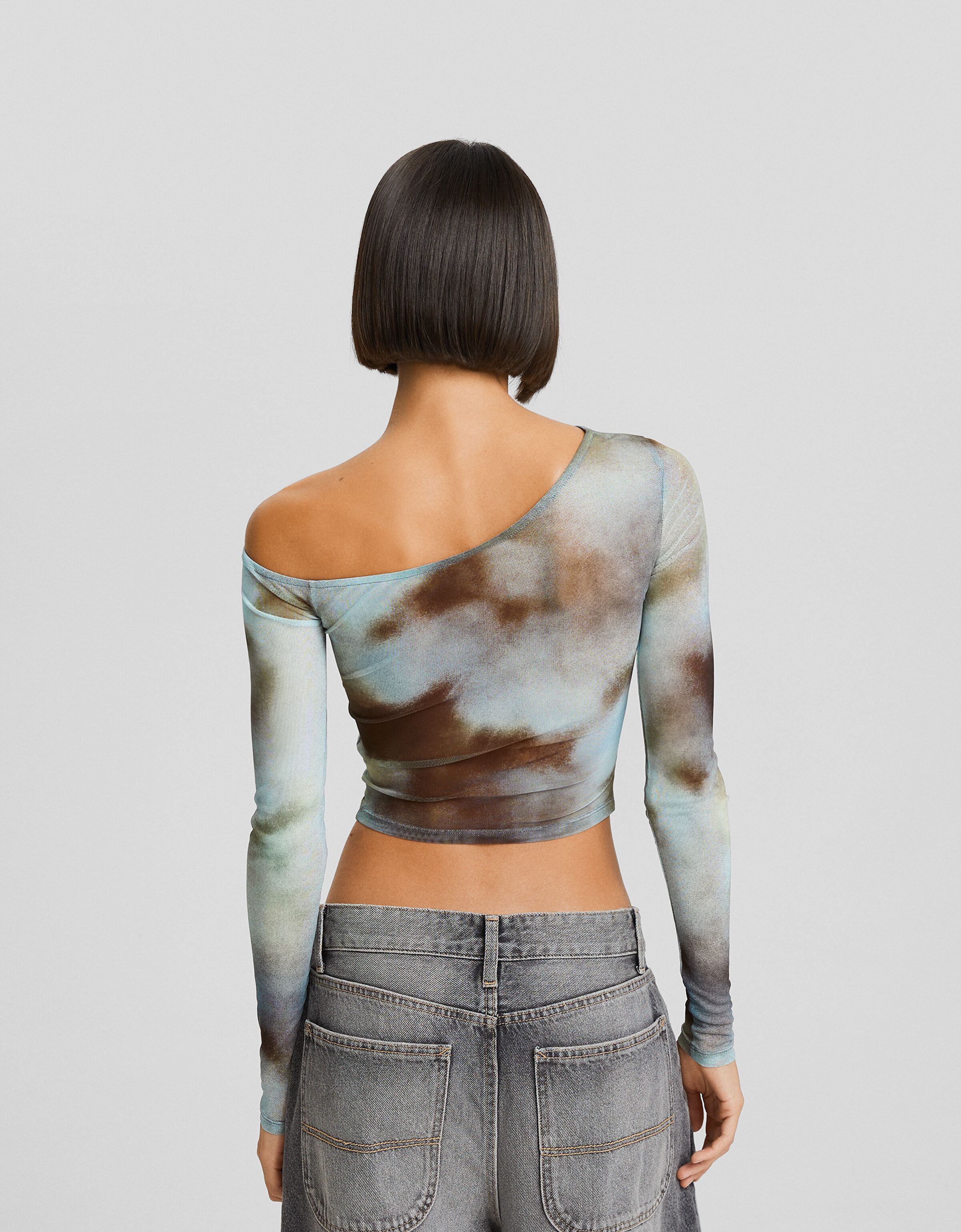 Camiseta manga larga tul print