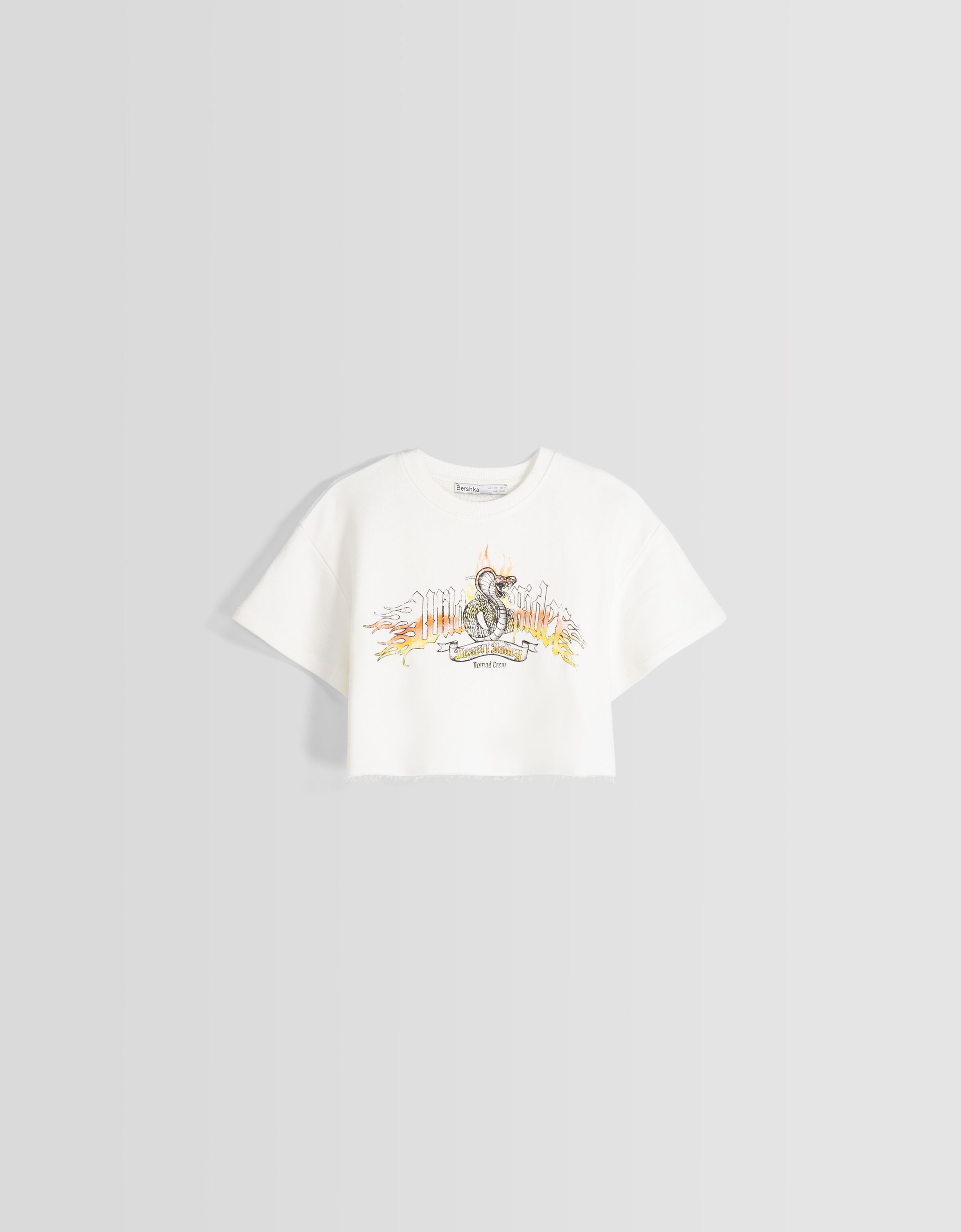 Sudadera manga corta cropped print