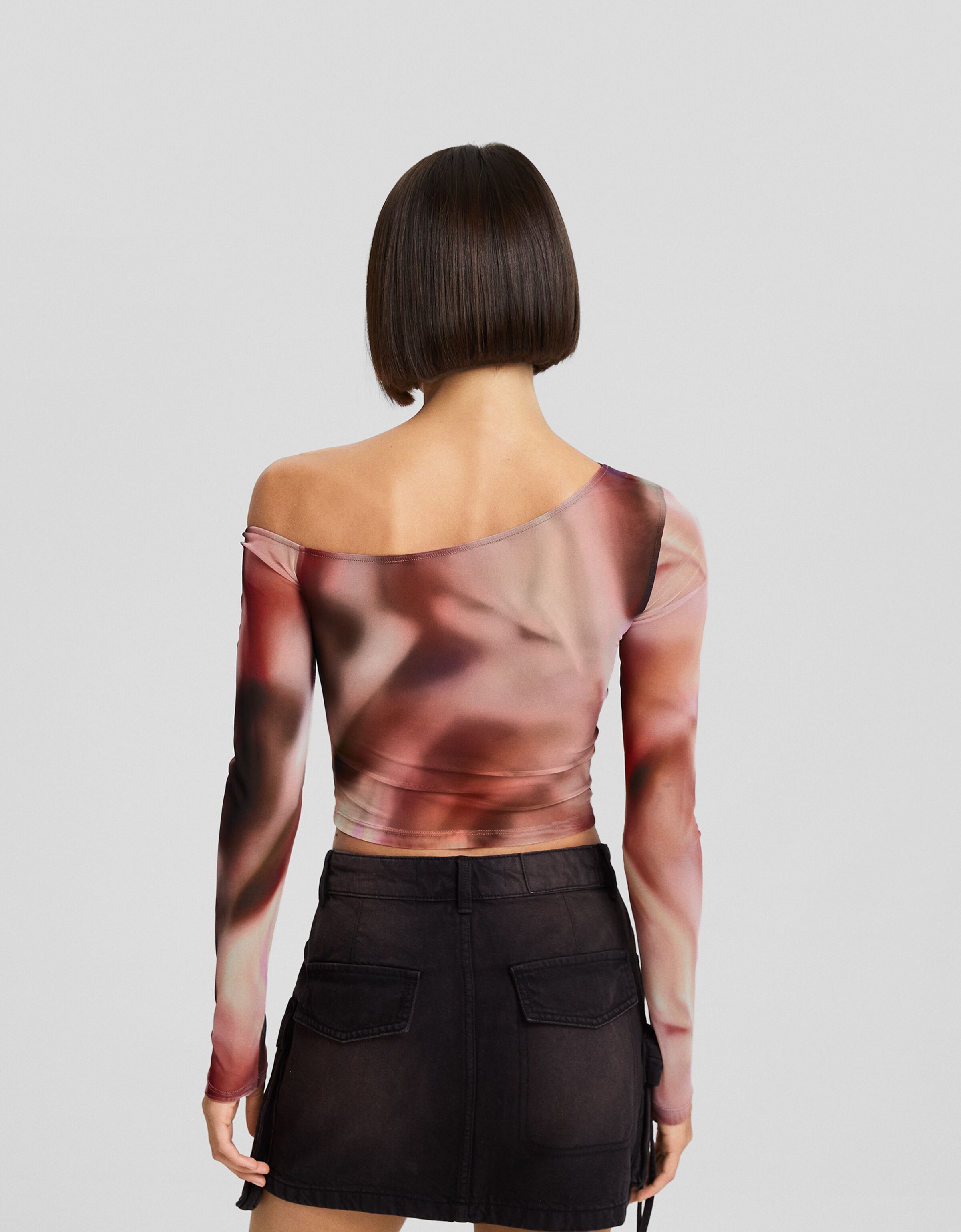 Camiseta manga larga tul print