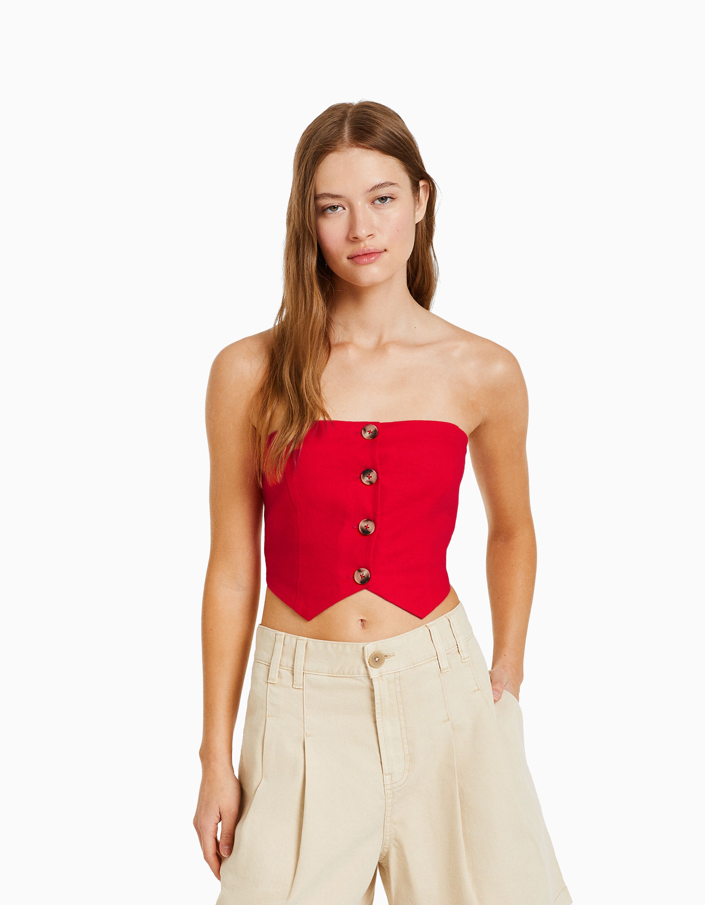 Top bustier con lino