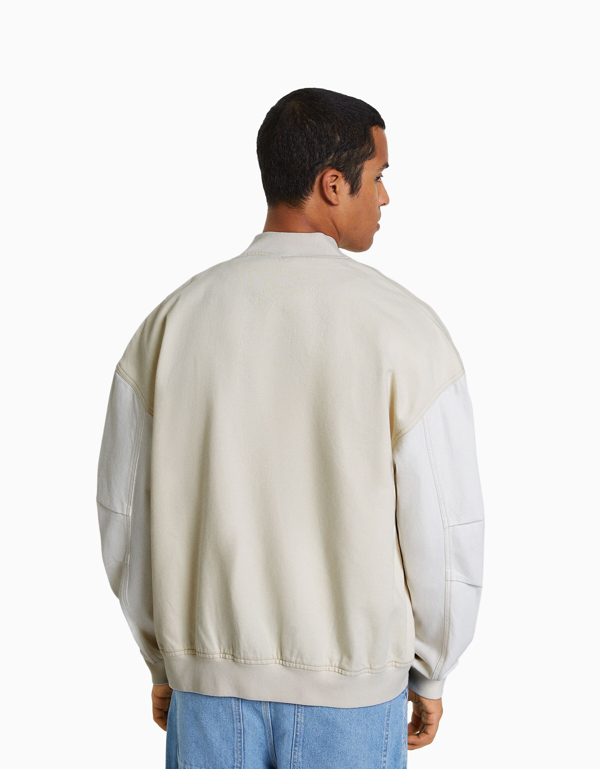 Cazadora denim bomber hilo contraste