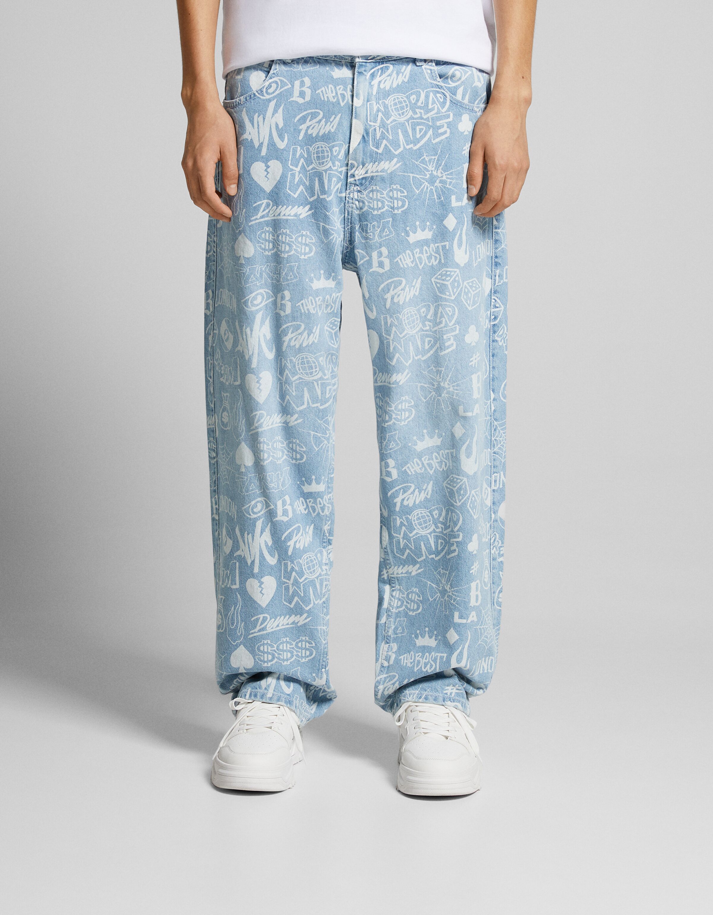 Jeans baggy print