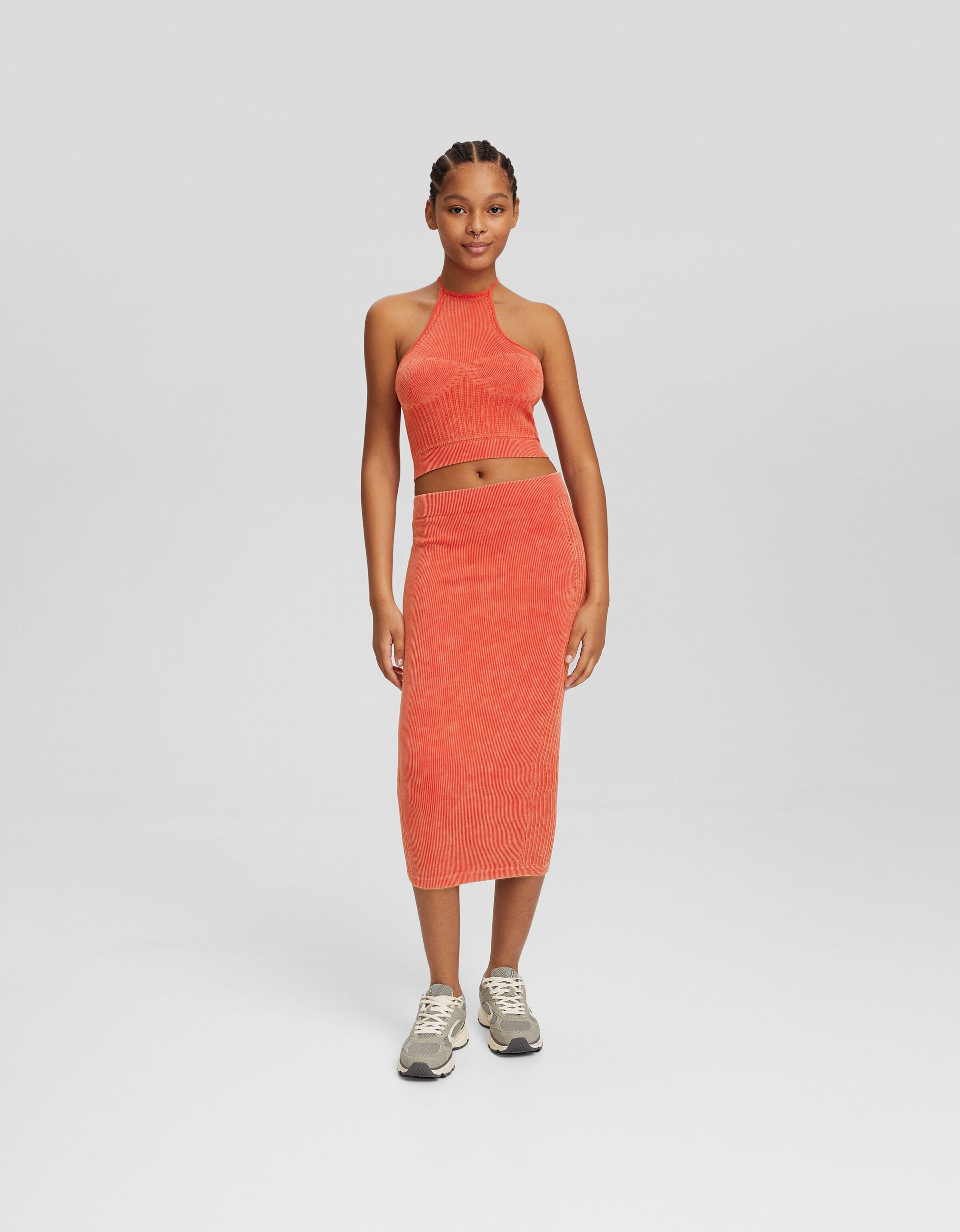 Falda midi seamless efecto lavado