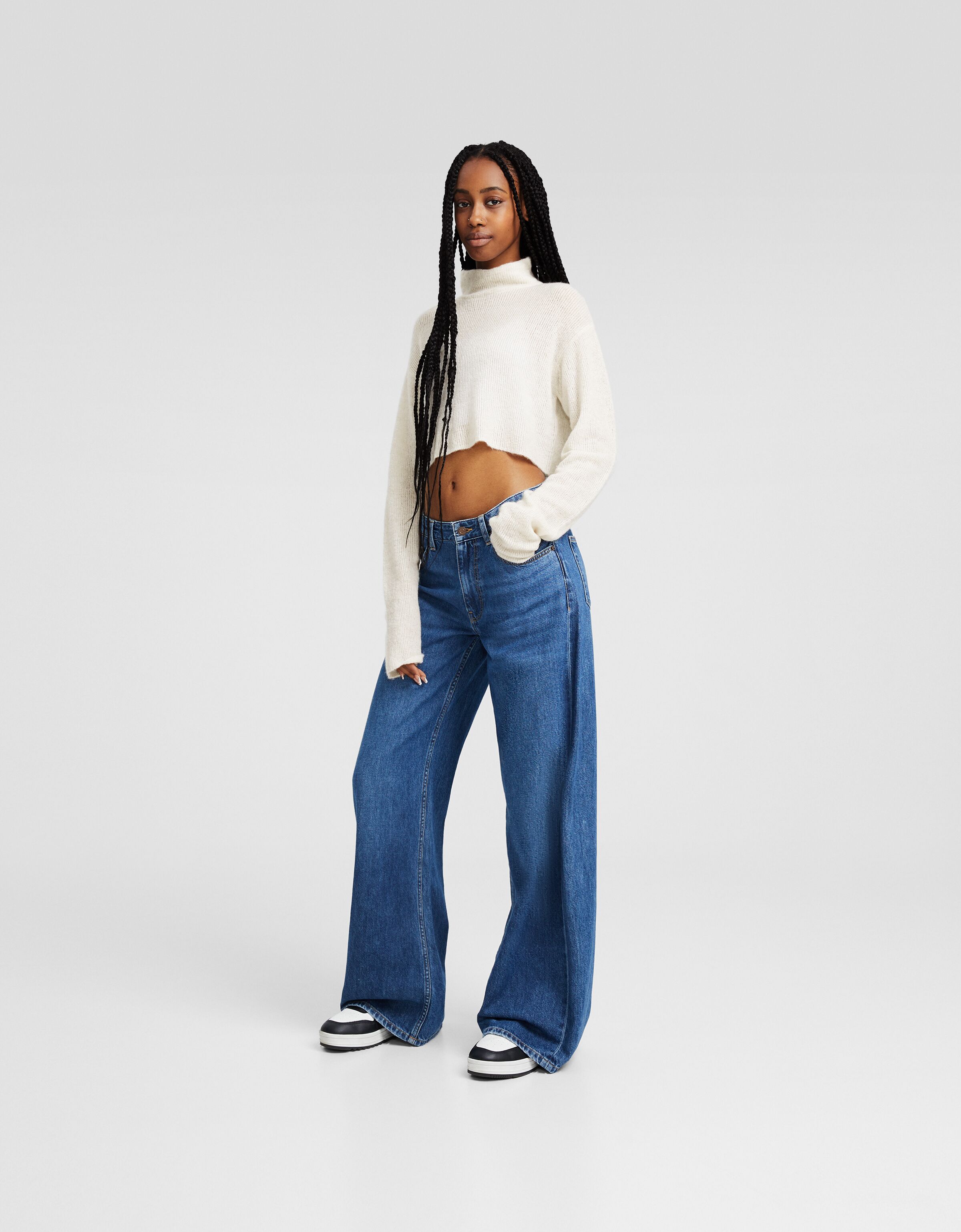 Jersey cuello subido cropped transparente