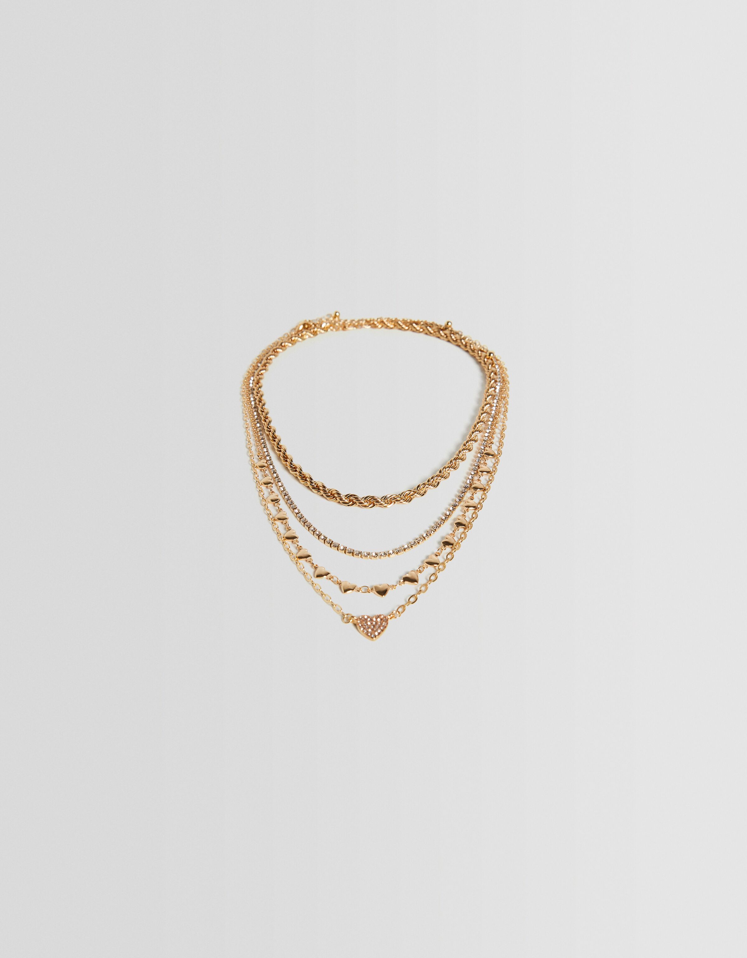 Set 4 collares cadenas corazón