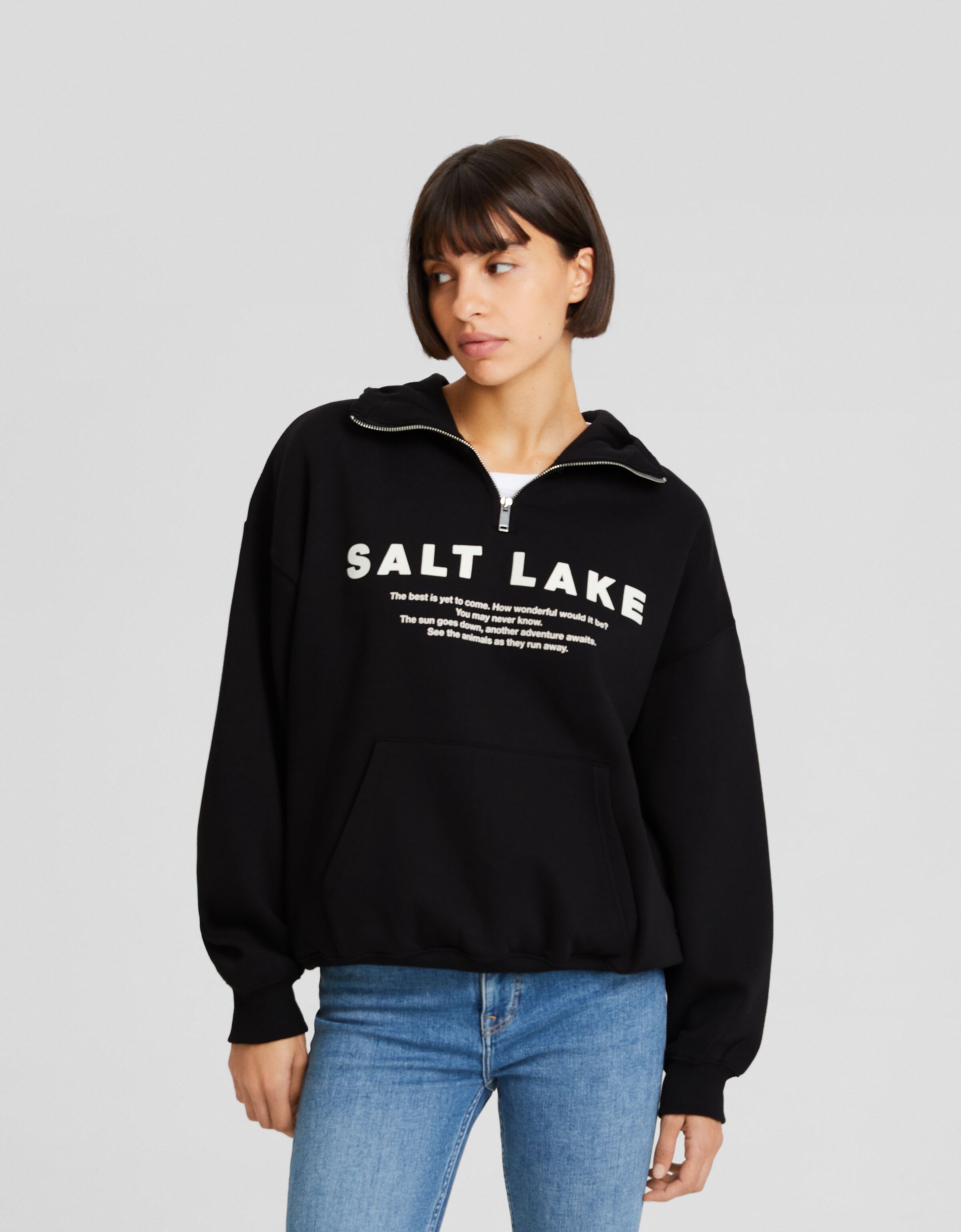 Sudadera capucha cremallera print