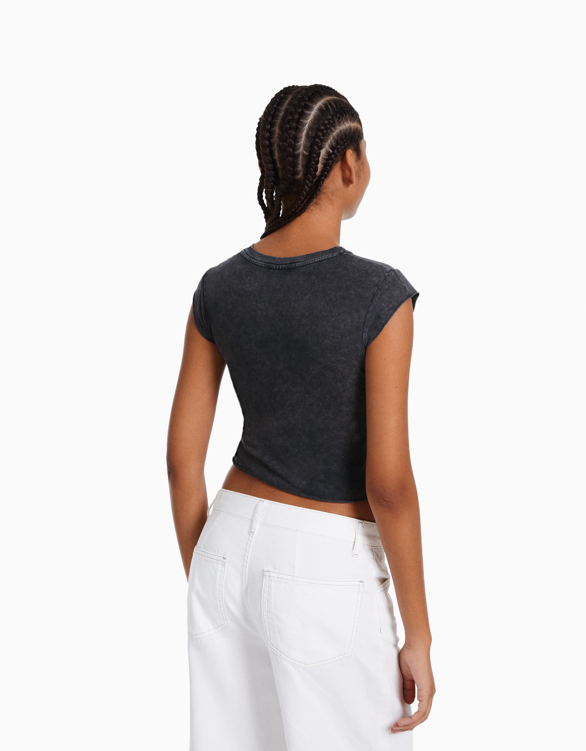 Camiseta manga corta cropped print