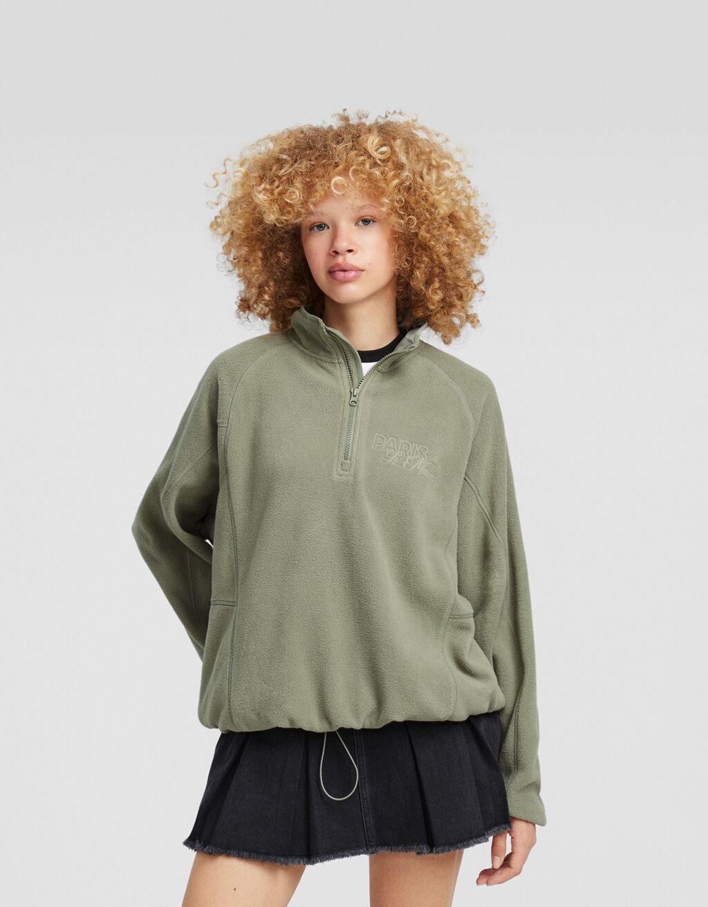 Sudadera cremallera polar bordado