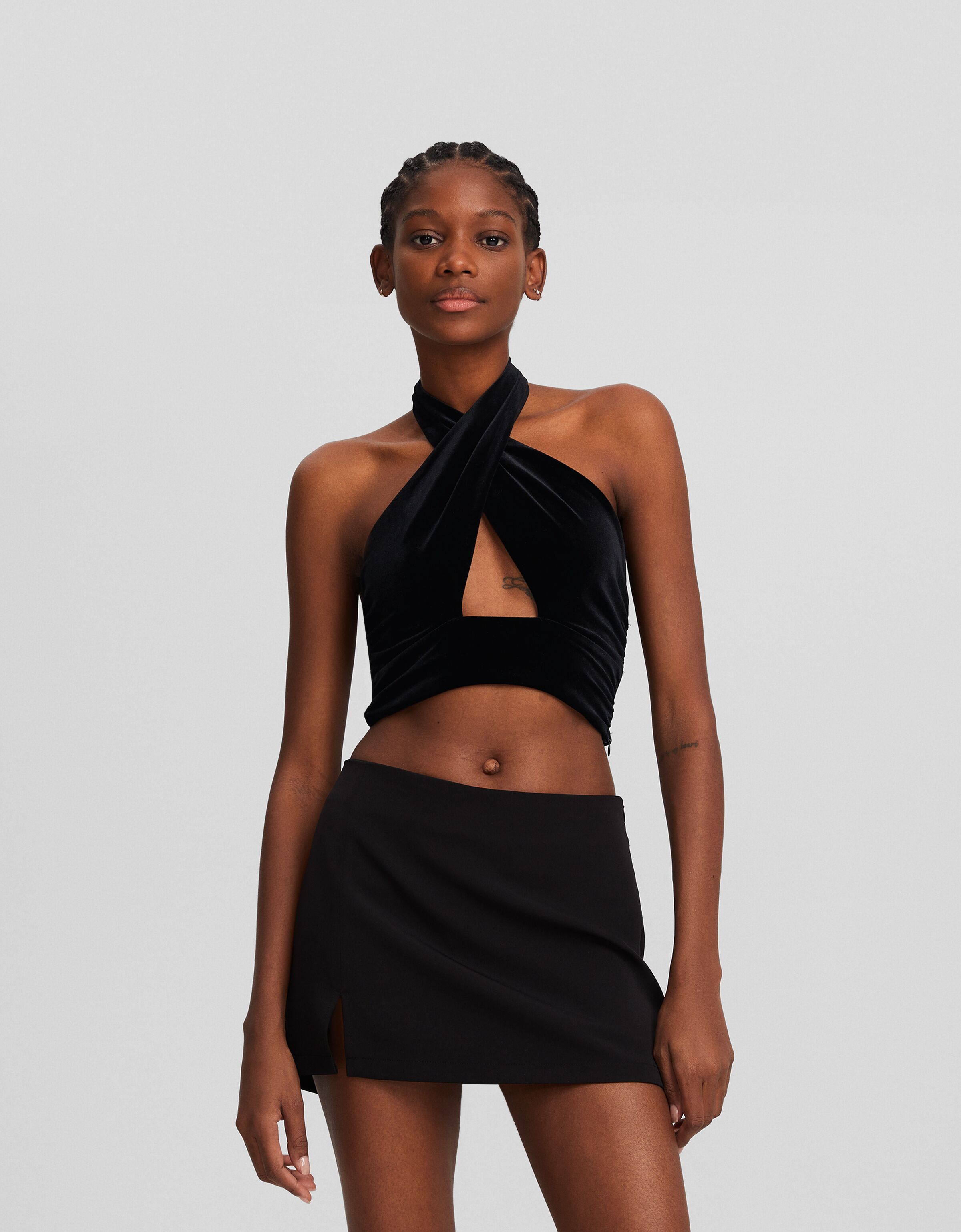 Top escote lazada terciopelo