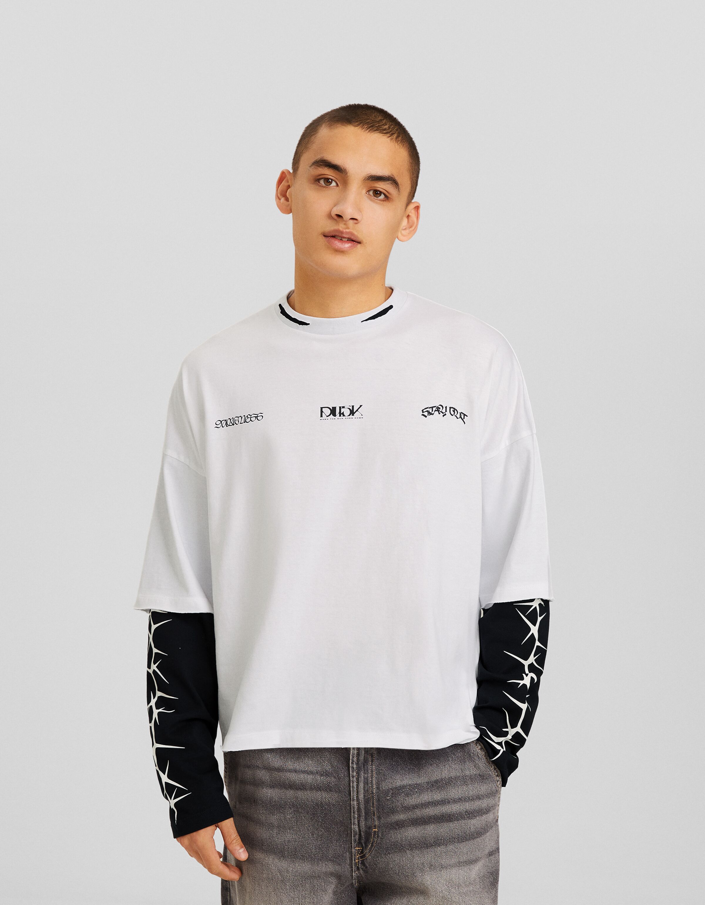 Camiseta manga larga oversize print