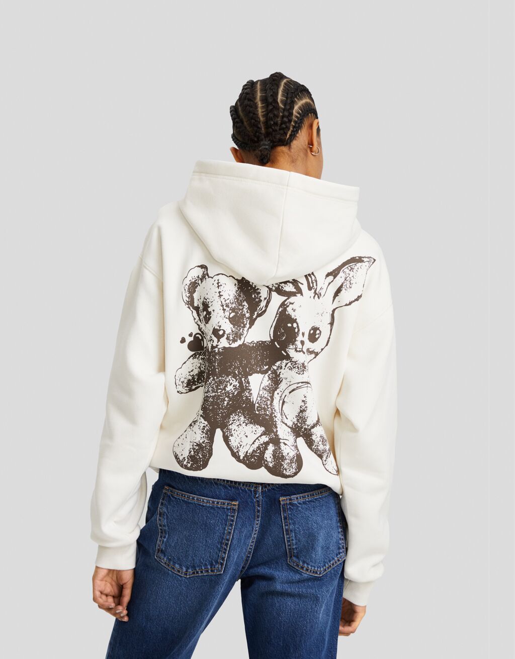 Sudadera cremallera capucha oversize print