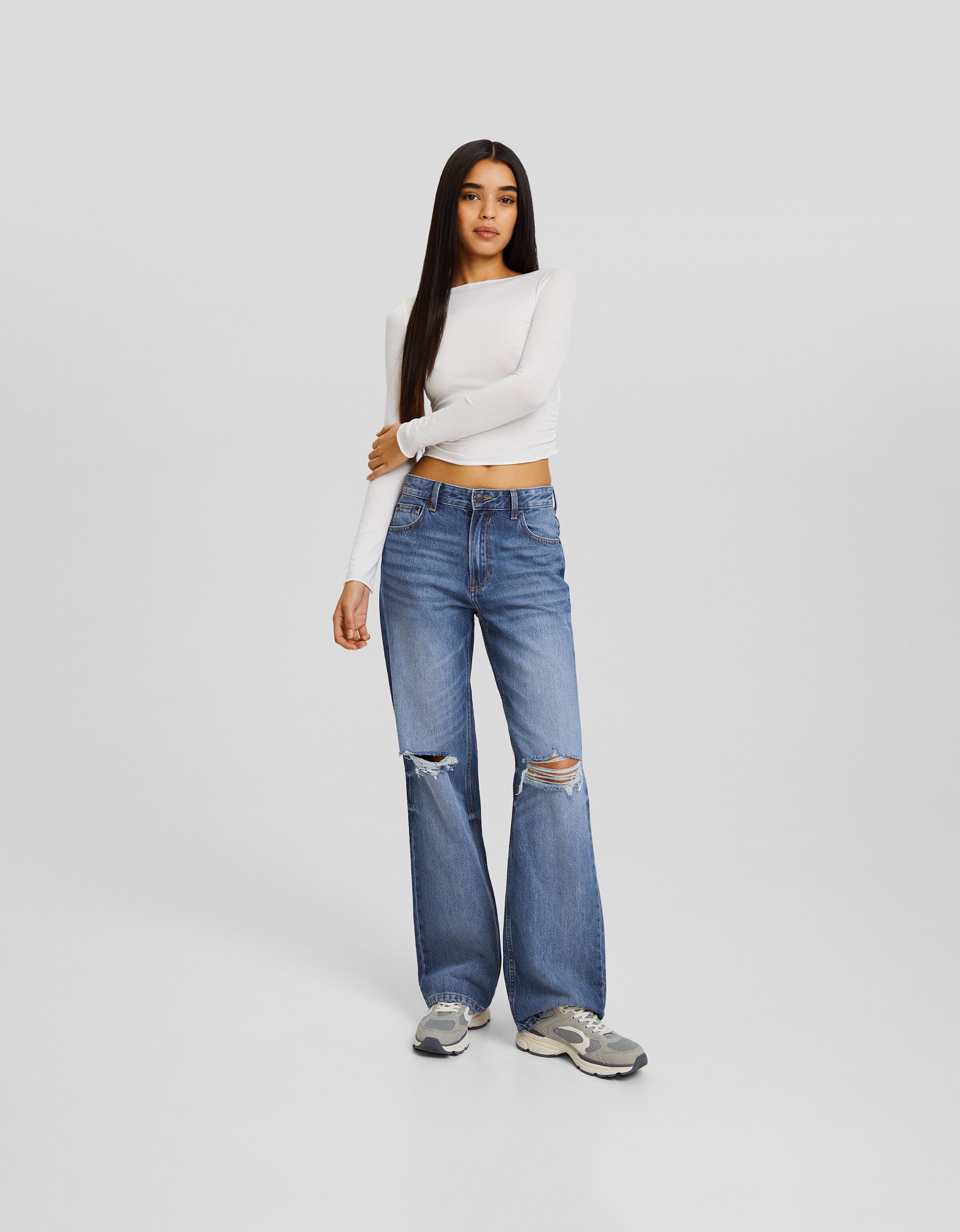 Jeans 90's wide leg rotos
