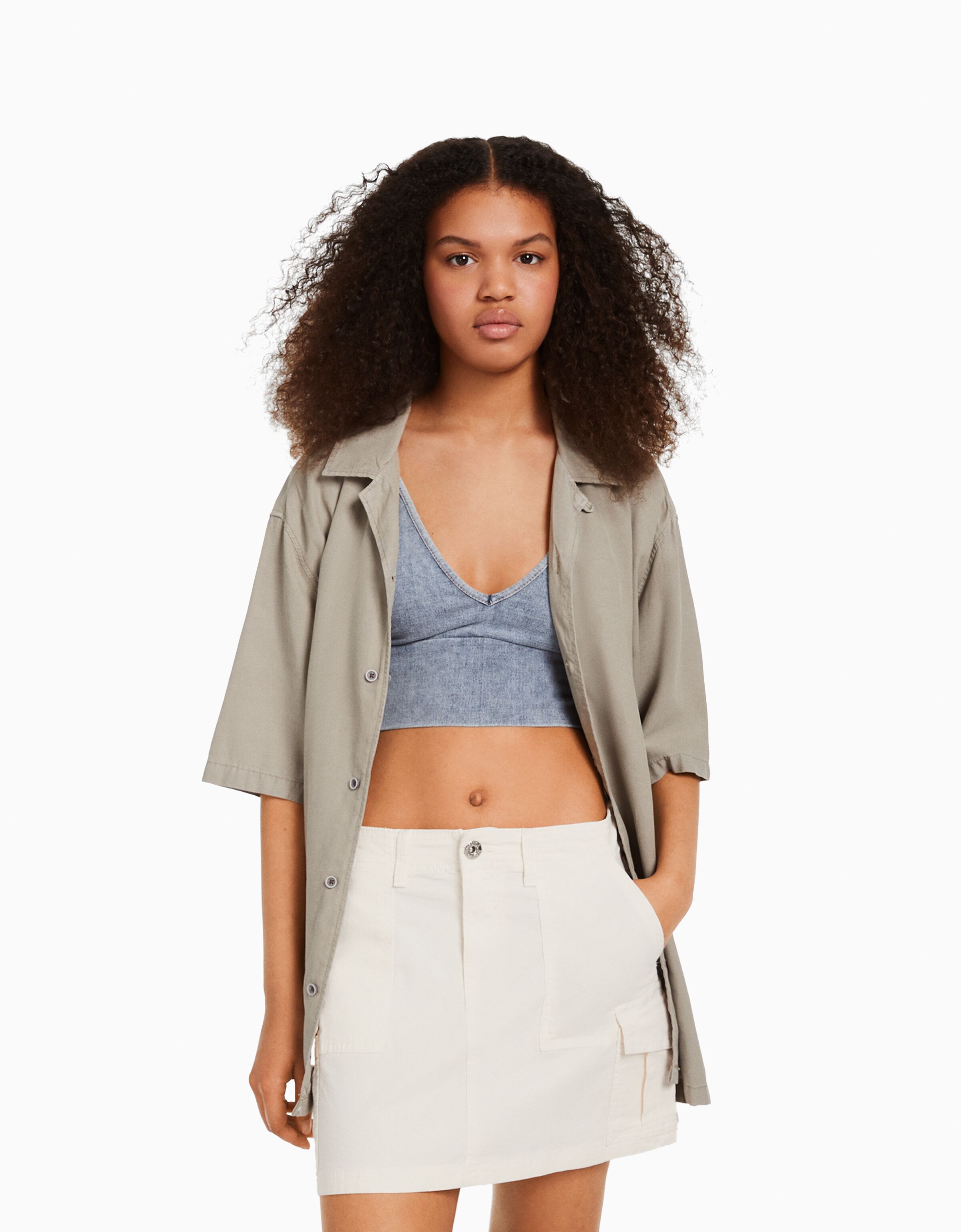 Falda mini algodón cargo