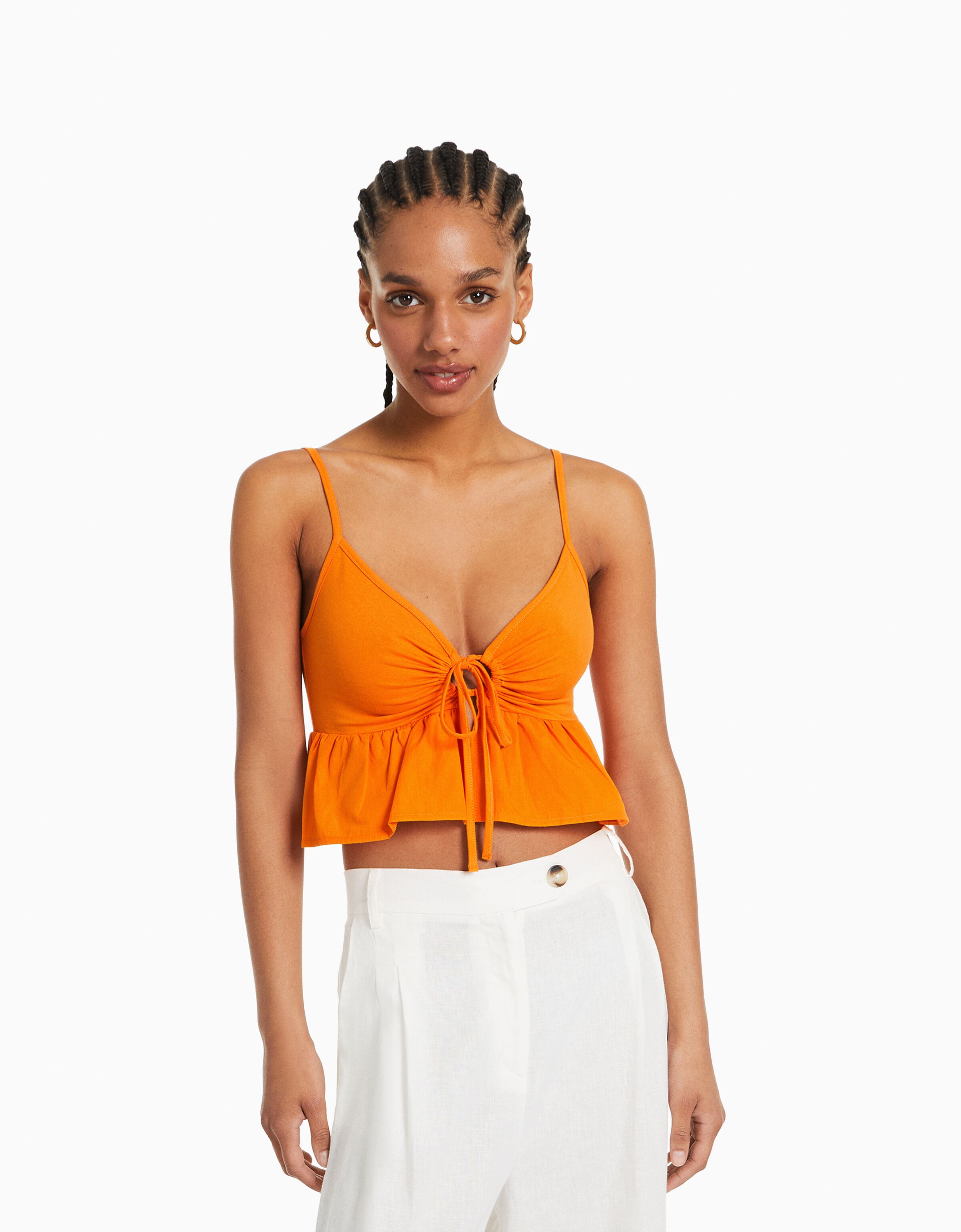 Top tirantes cropped peplum