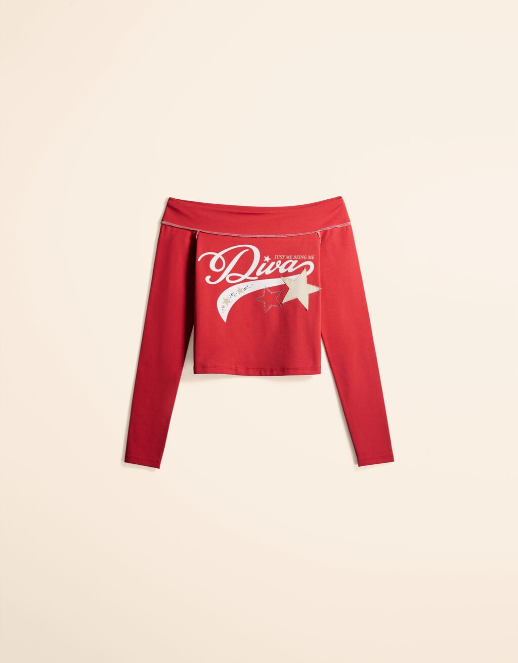 Camiseta manga larga bardot print