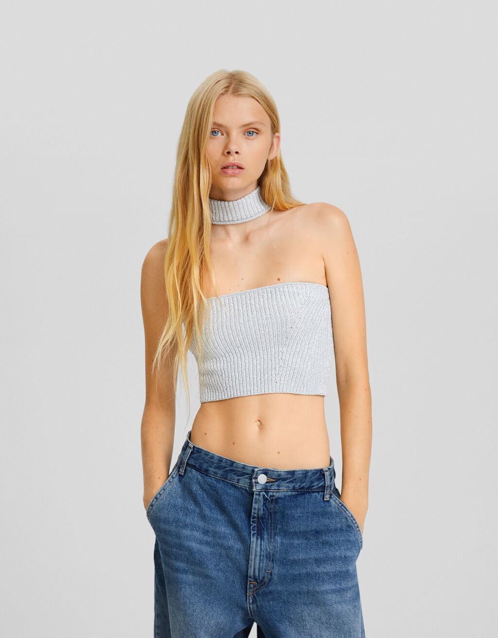 Top choker punto brillo