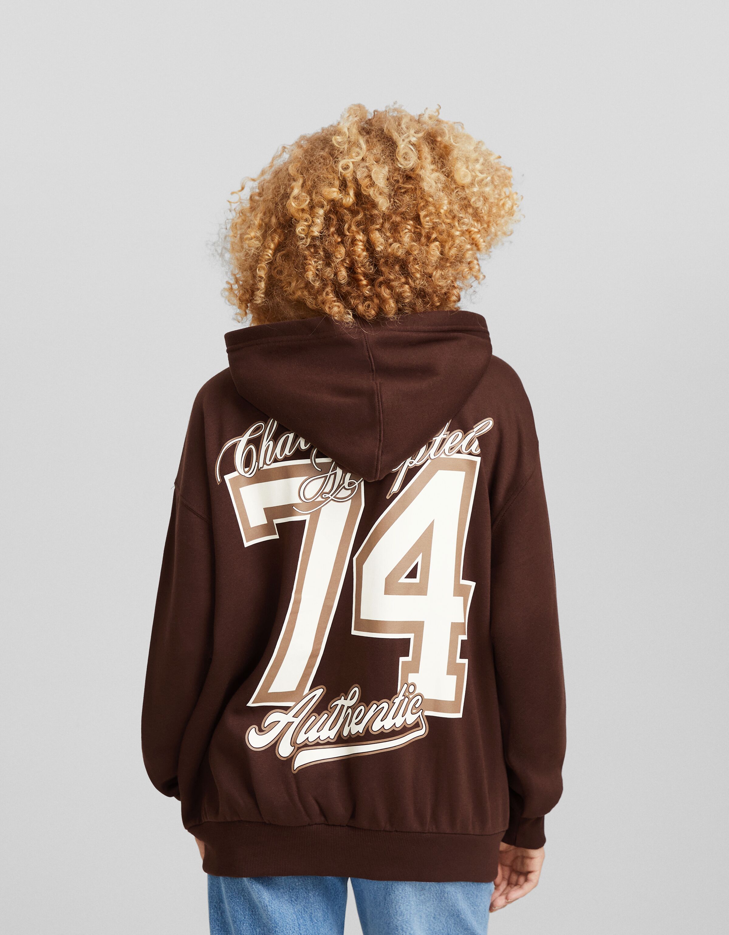 Sudadera cremallera capucha oversize print