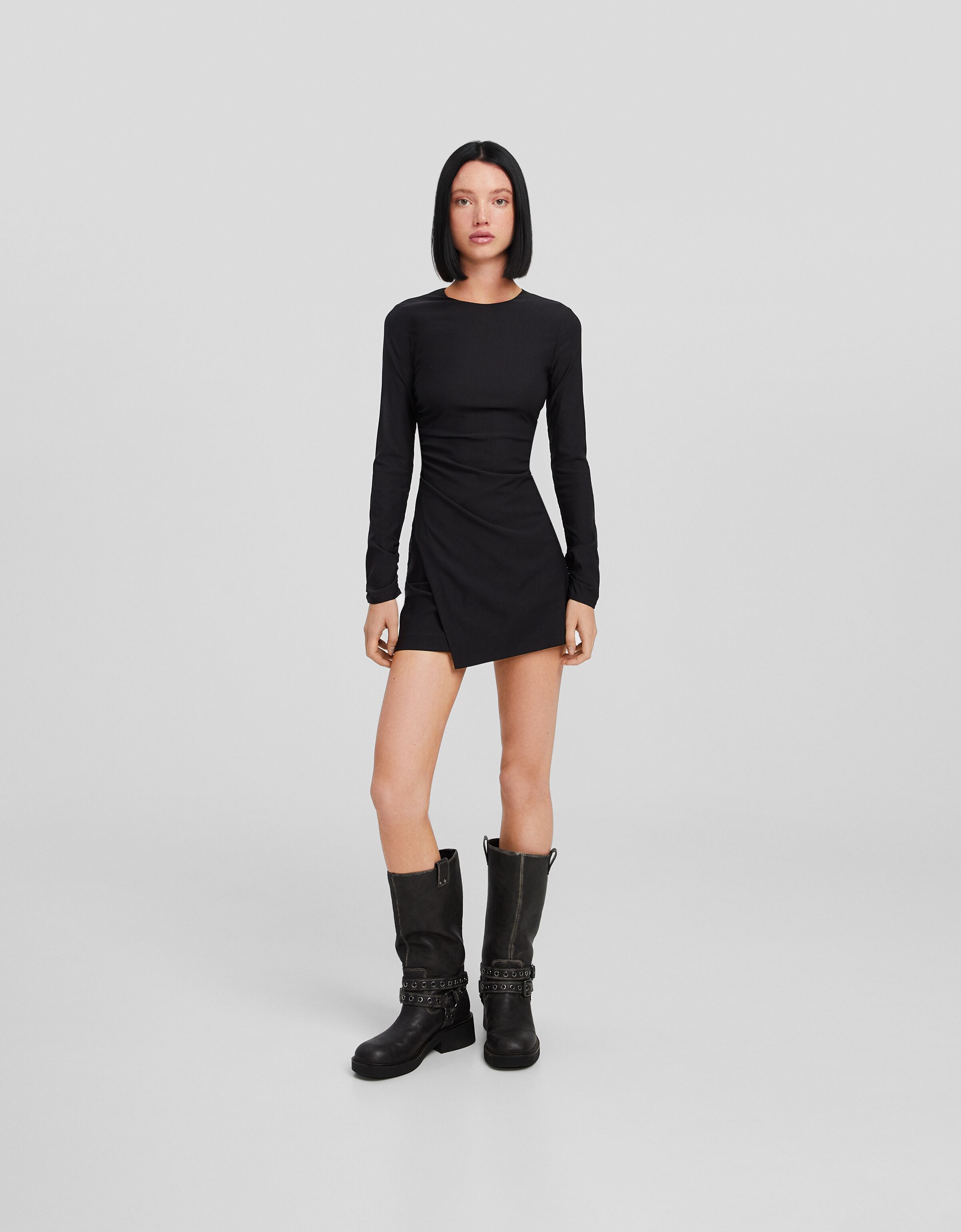 Vestido mini manga larga bengalina