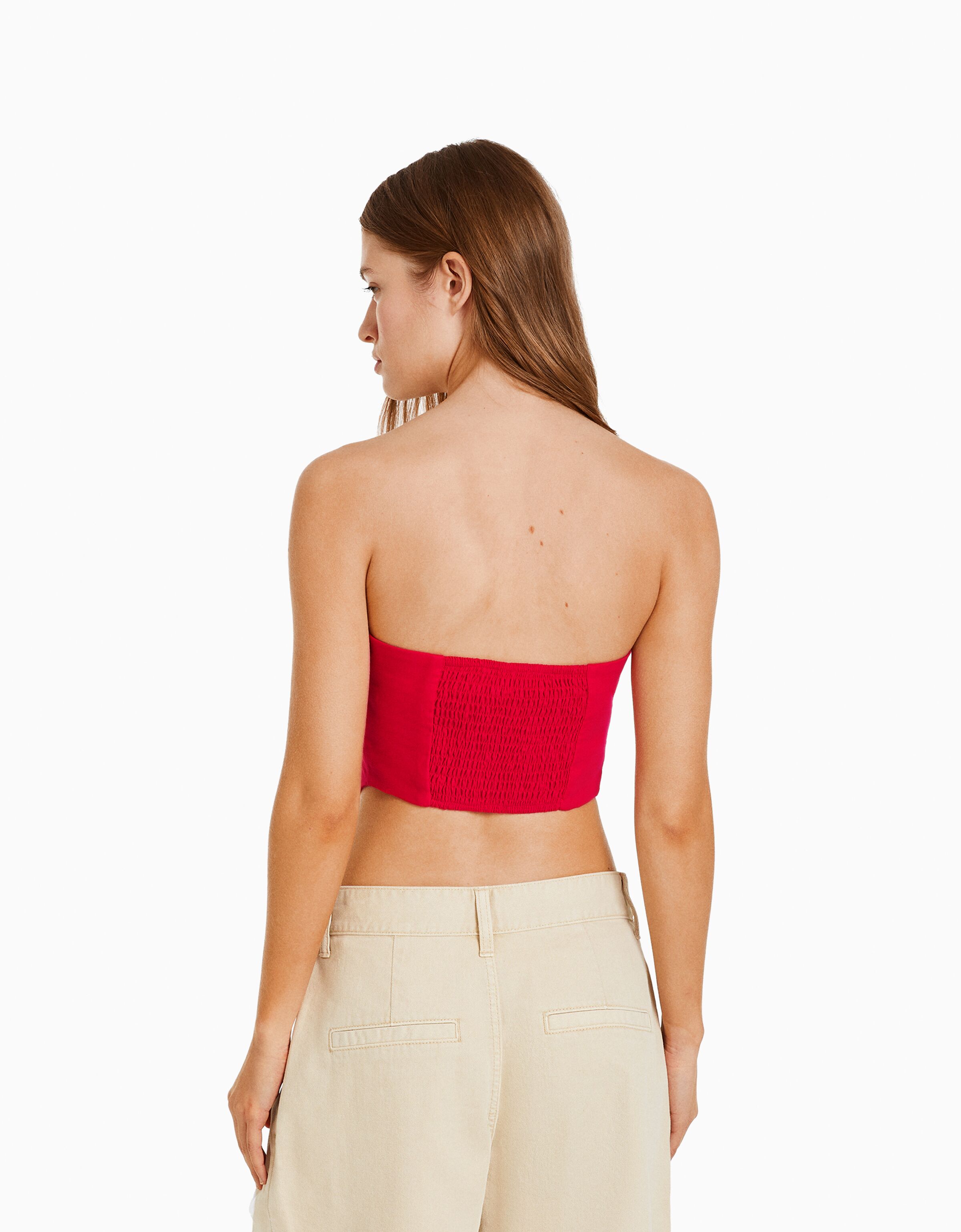 Top bustier con lino