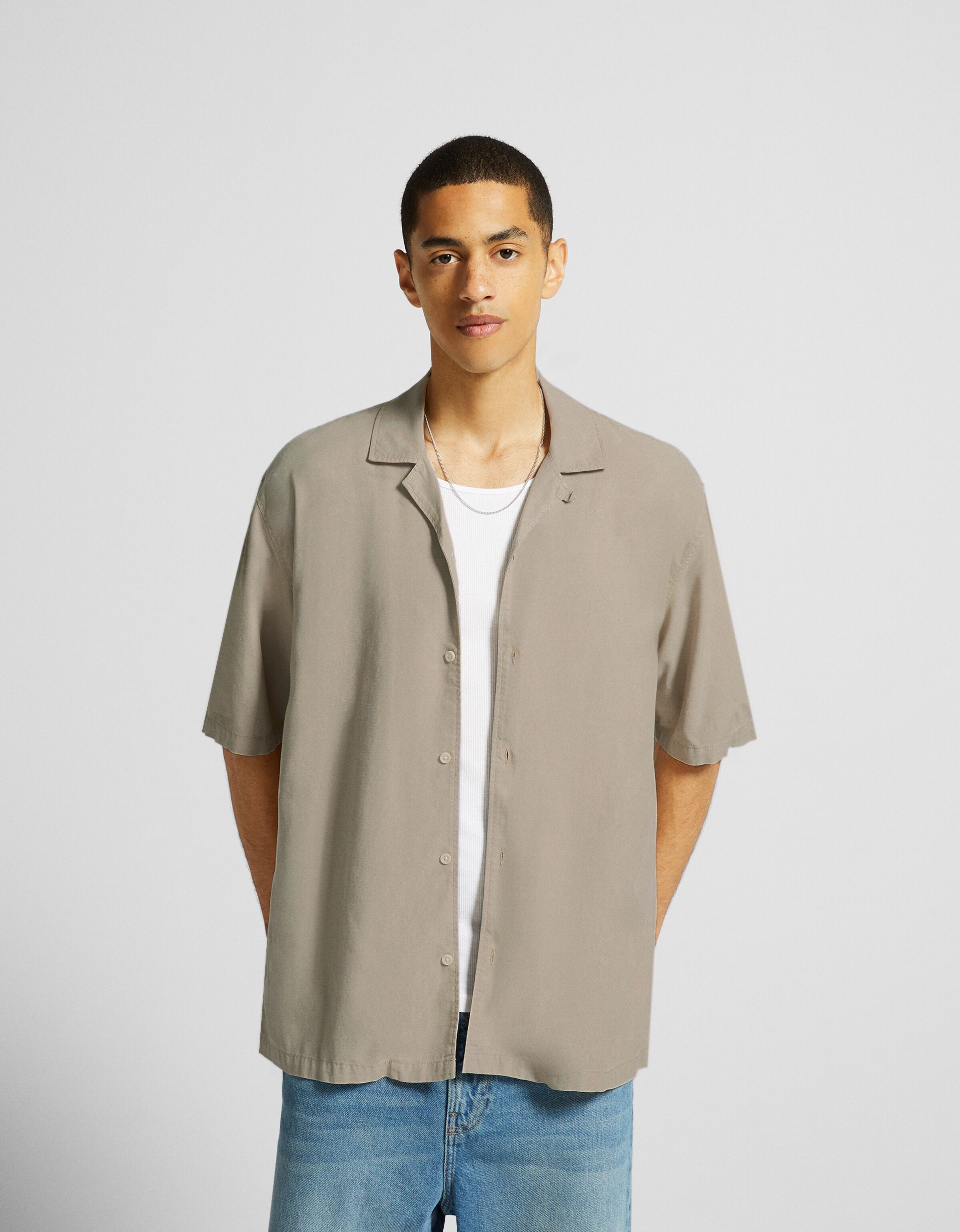 Camisa manga corta relaxed fit rústica